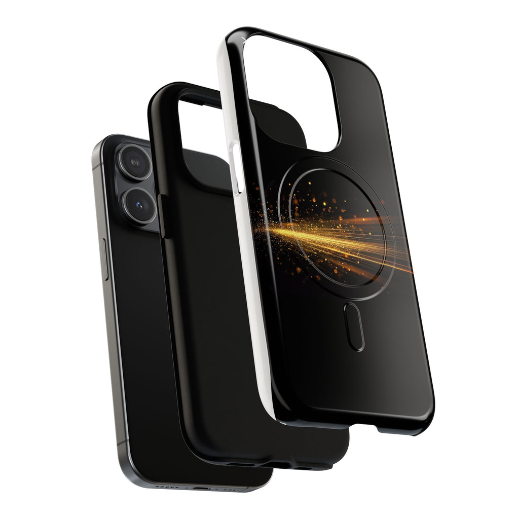 Magnetic Tough Phone Case — Black with Gold Light Trail