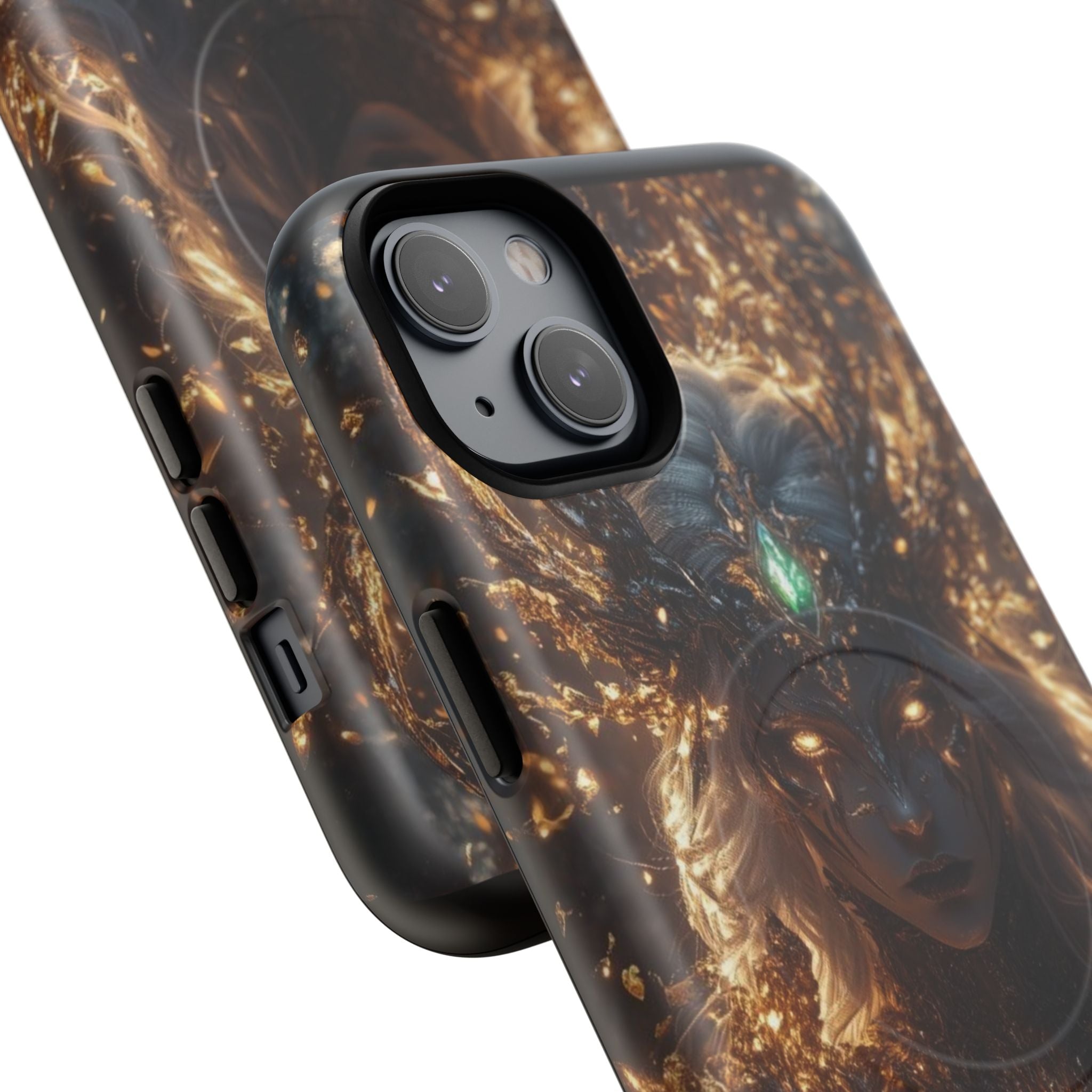 Mystic Goddess Tough Magnetic Phone Case — Fantasy Armor & Glowing Eyes