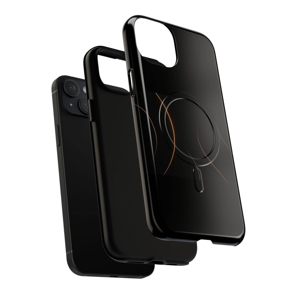 Magnetic Tough Phone Case — Black Minimalist Rings, Shockproof Magnetic Grip