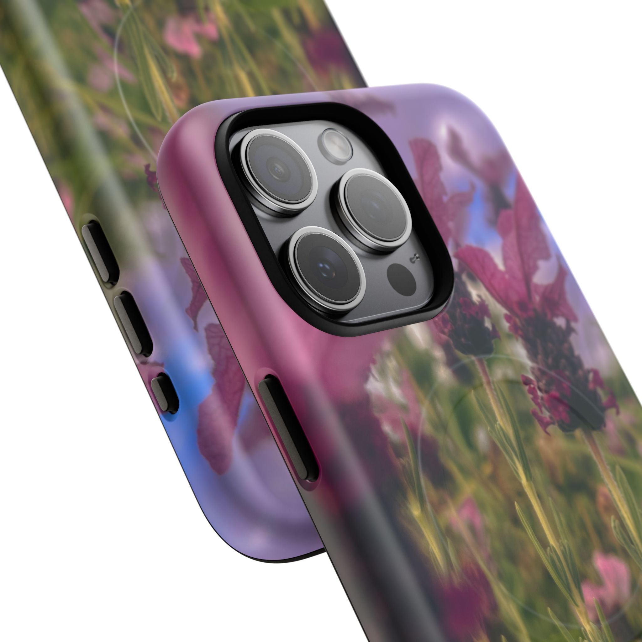 Floral Meadow Tough Magnetic Phone Case — Lavender Wildflower Protective Cover
