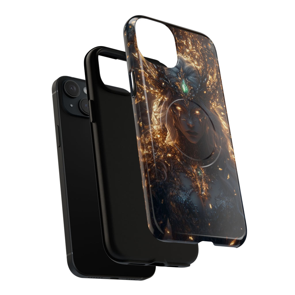 Mystic Goddess Tough Magnetic Phone Case — Fantasy Armor & Glowing Eyes
