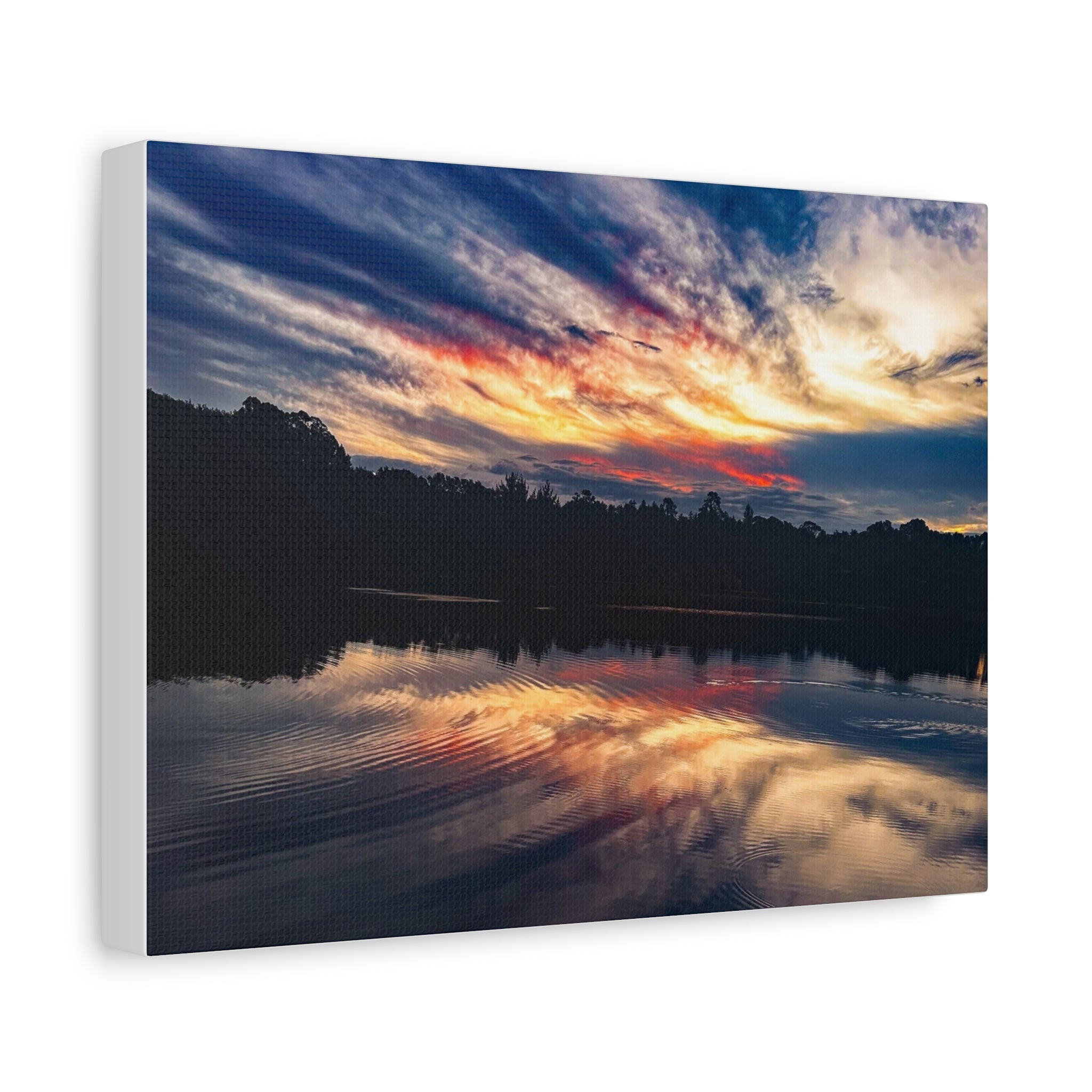 Sunset Lake Reflection Matte Canvas Wall Art — Stretched 1.25"