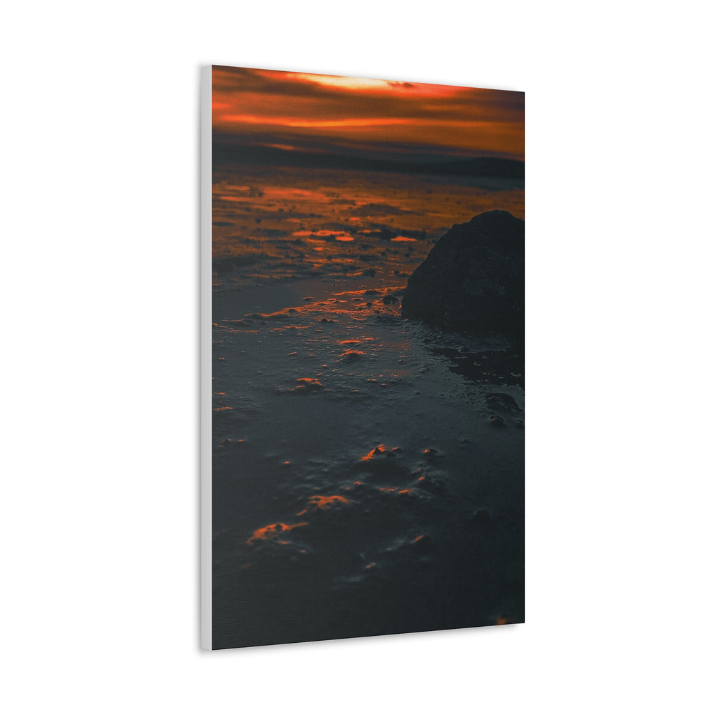 Sunset Shore Canvas Wall Art — Moody Coastal Landscape Print