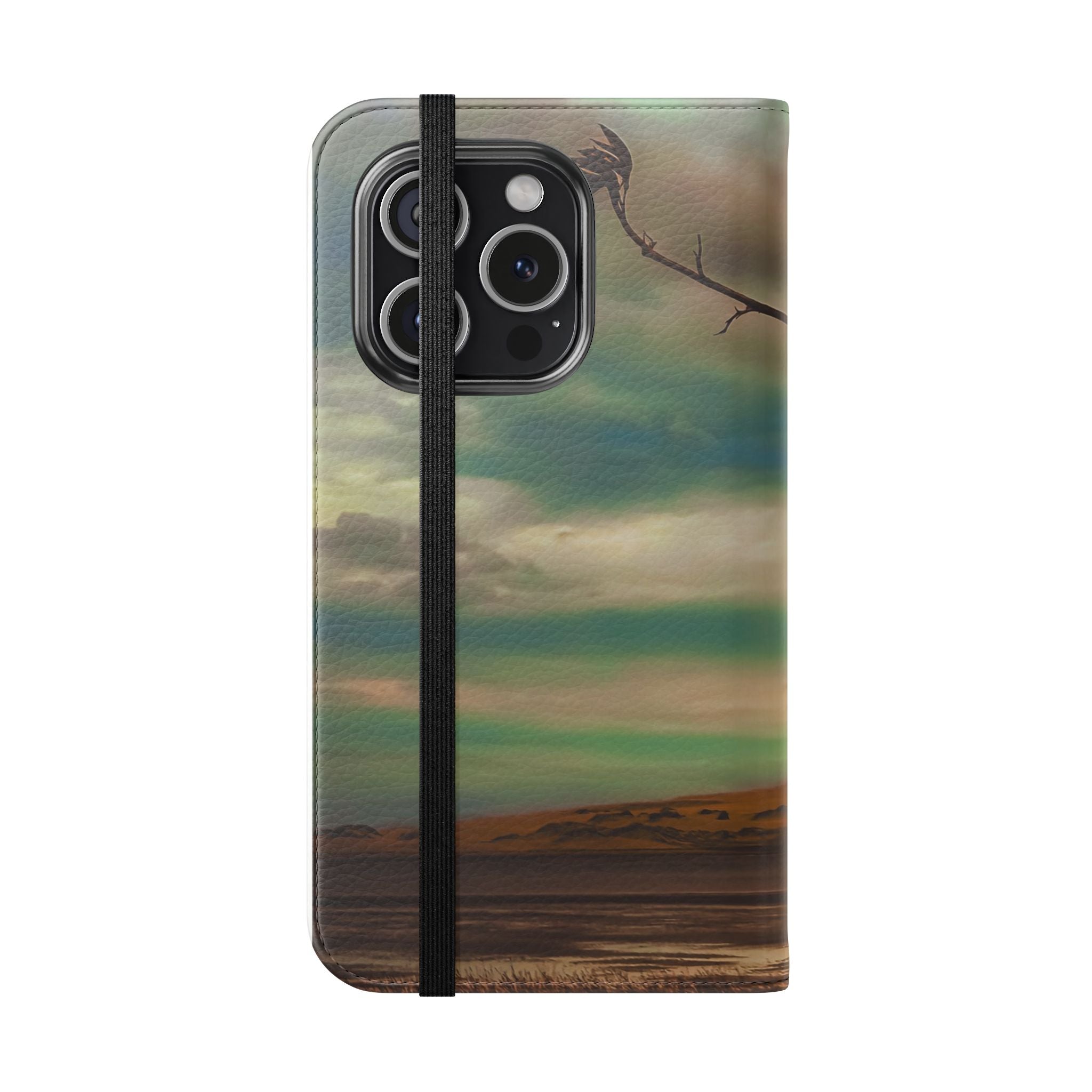 Serene Shoreline Flip Phone Case — Coastal Sunset Wallet Cover