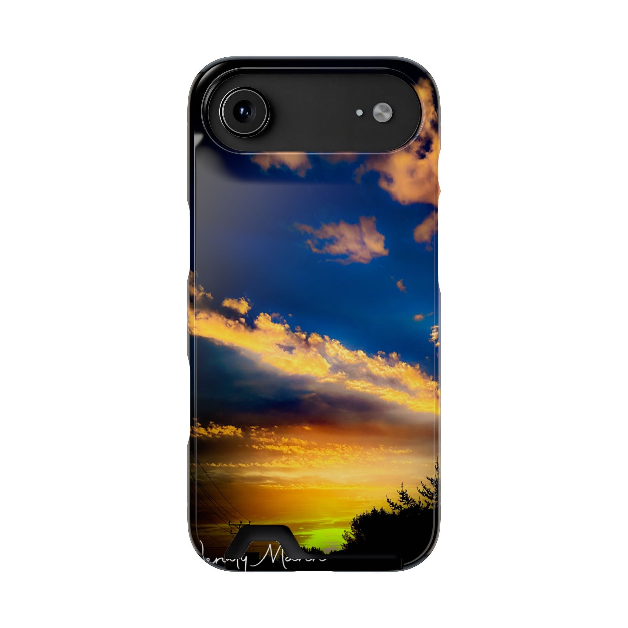 Sunset Sky Phone Case with Card Holder — Scenic Evening Landscape Wallet Case