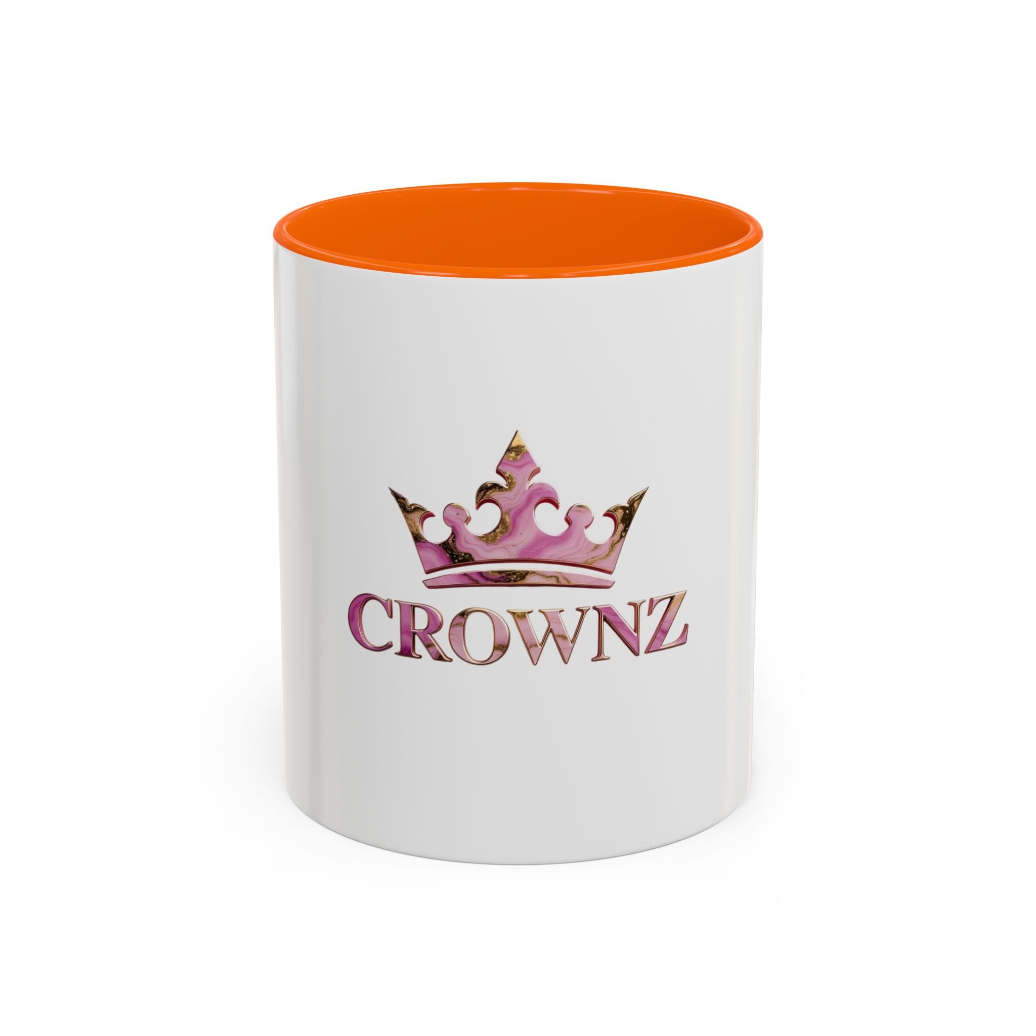 Crownz Pink Marble Accent Coffee Mug – 11/15oz Decorative Crown Tea Cup