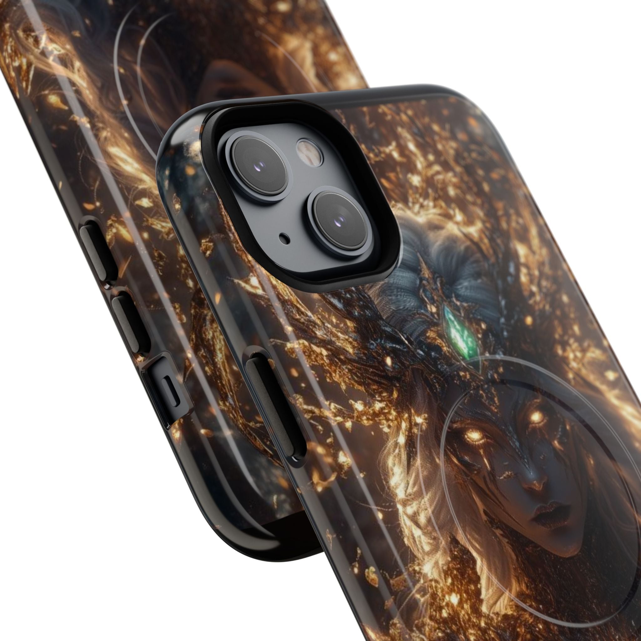Mystic Goddess Tough Magnetic Phone Case — Fantasy Armor & Glowing Eyes