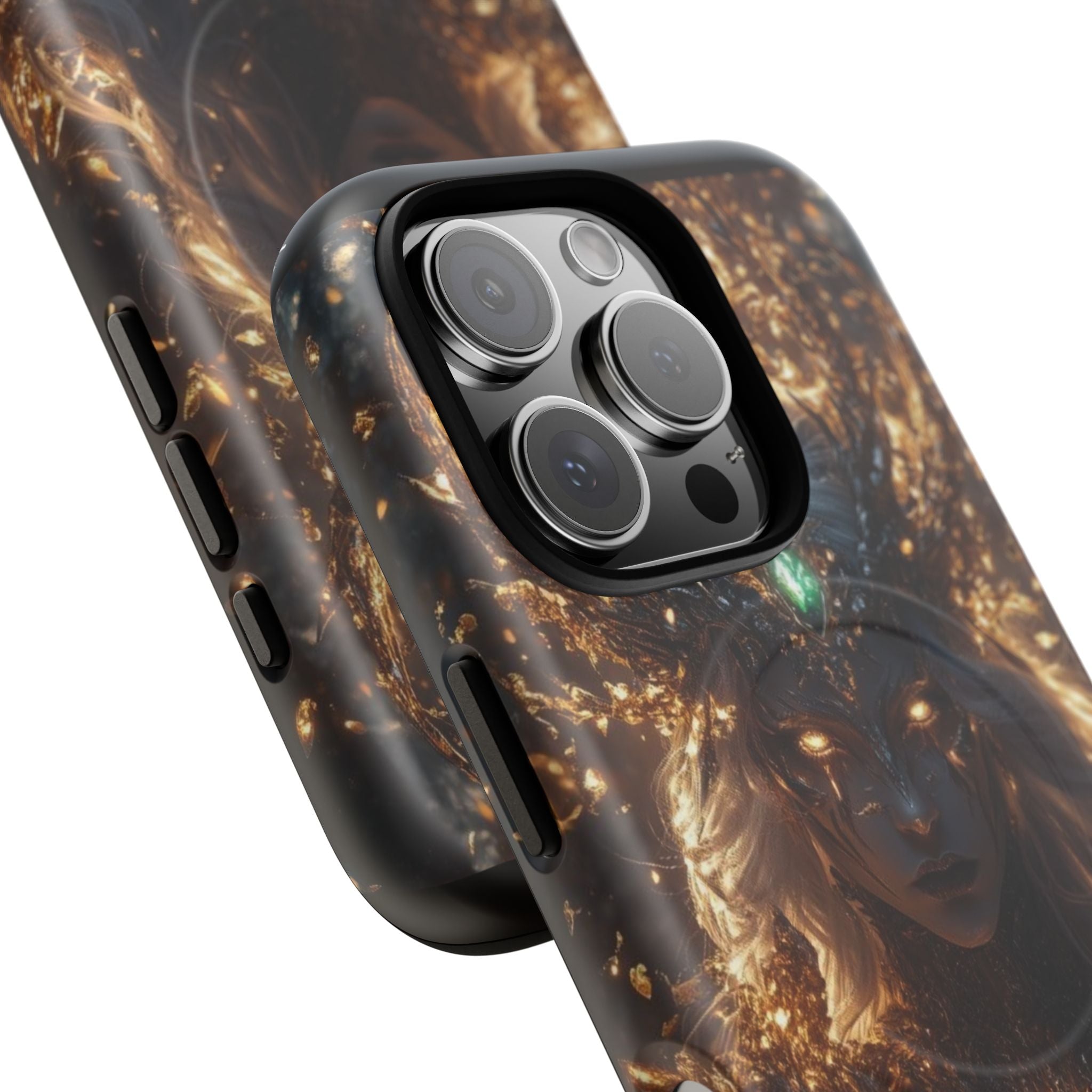 Mystic Goddess Tough Magnetic Phone Case — Fantasy Armor & Glowing Eyes