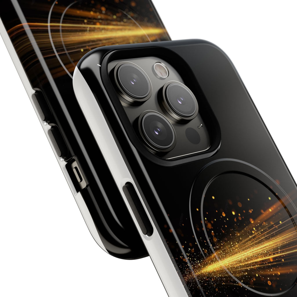 Magnetic Tough Phone Case — Black with Gold Light Trail