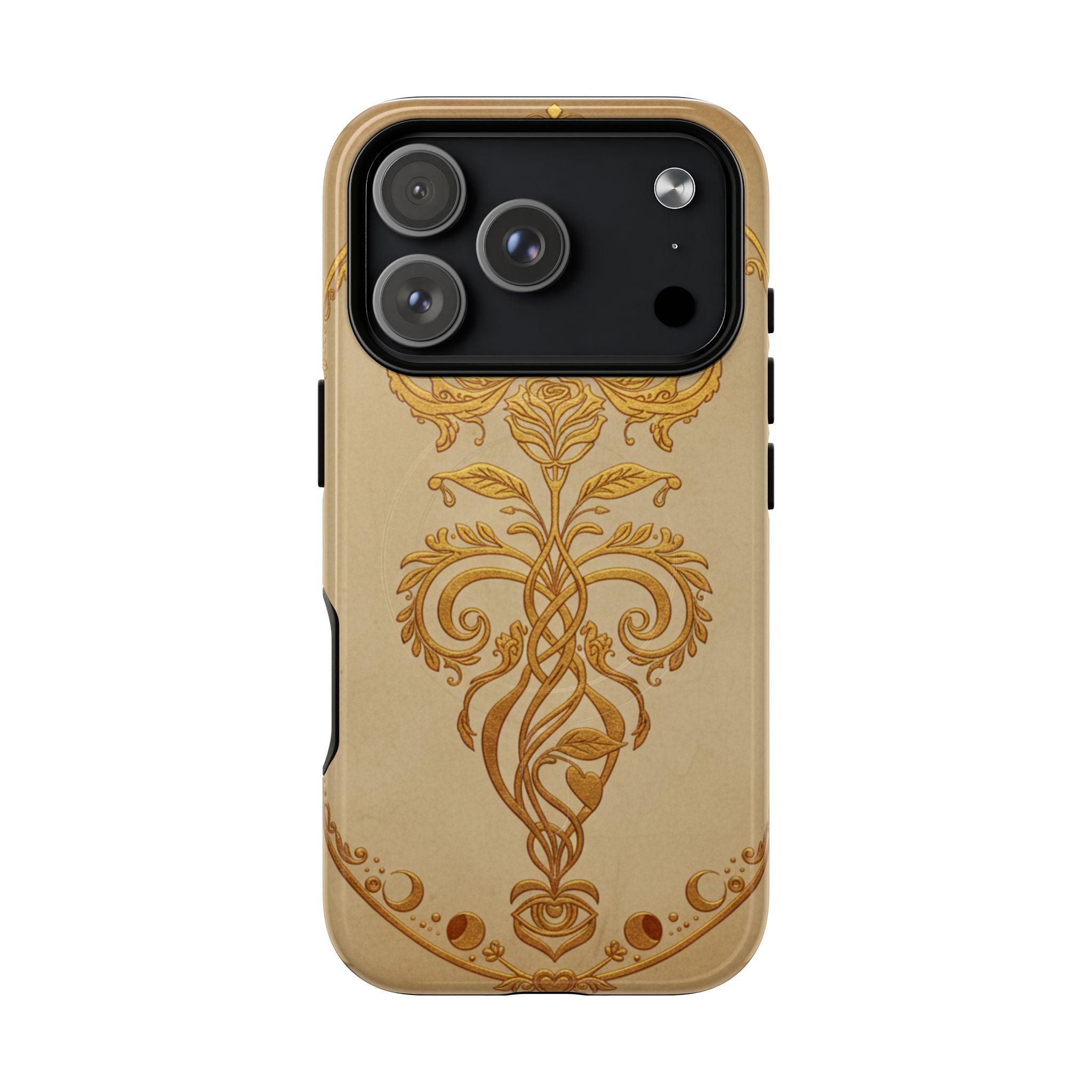 Gold Floral Crest Tough Phone Case — Protective Magnetic iPhone Cover