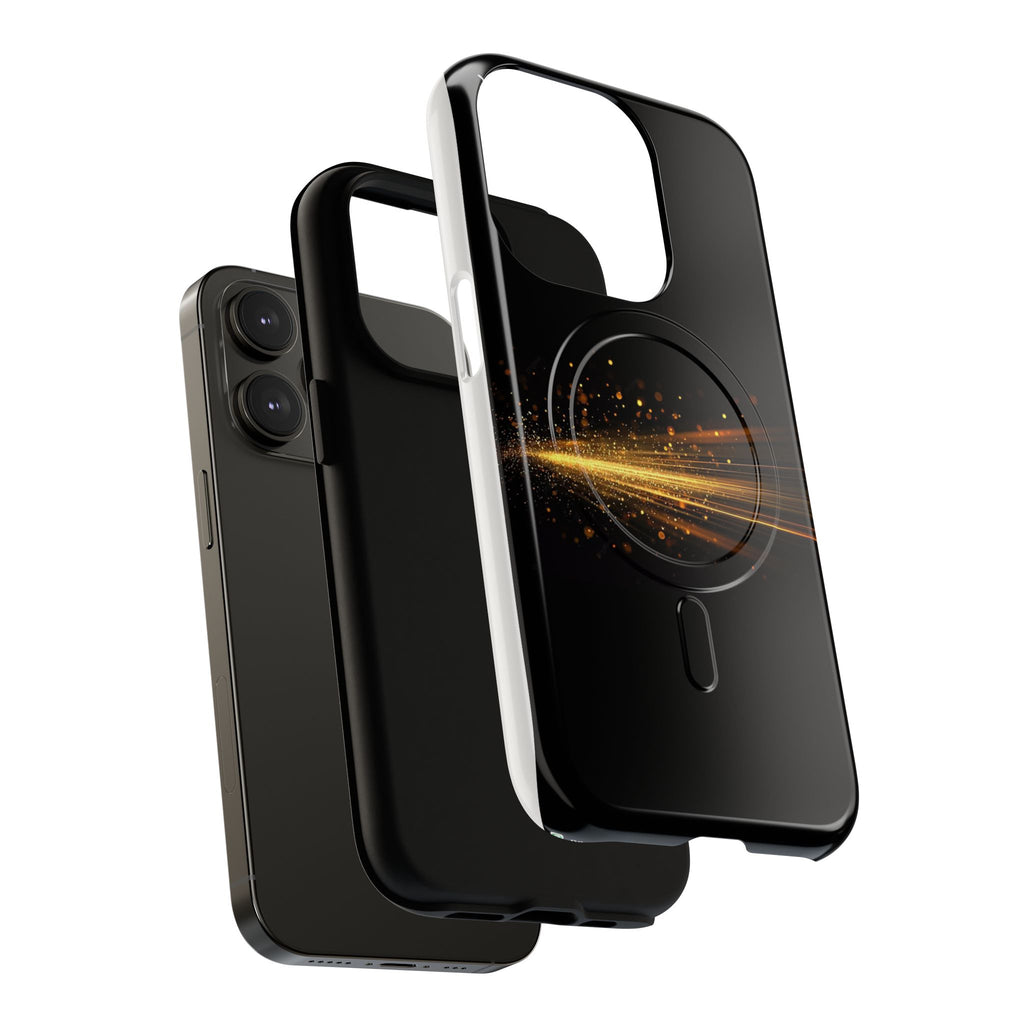 Magnetic Tough Phone Case — Black with Gold Light Trail