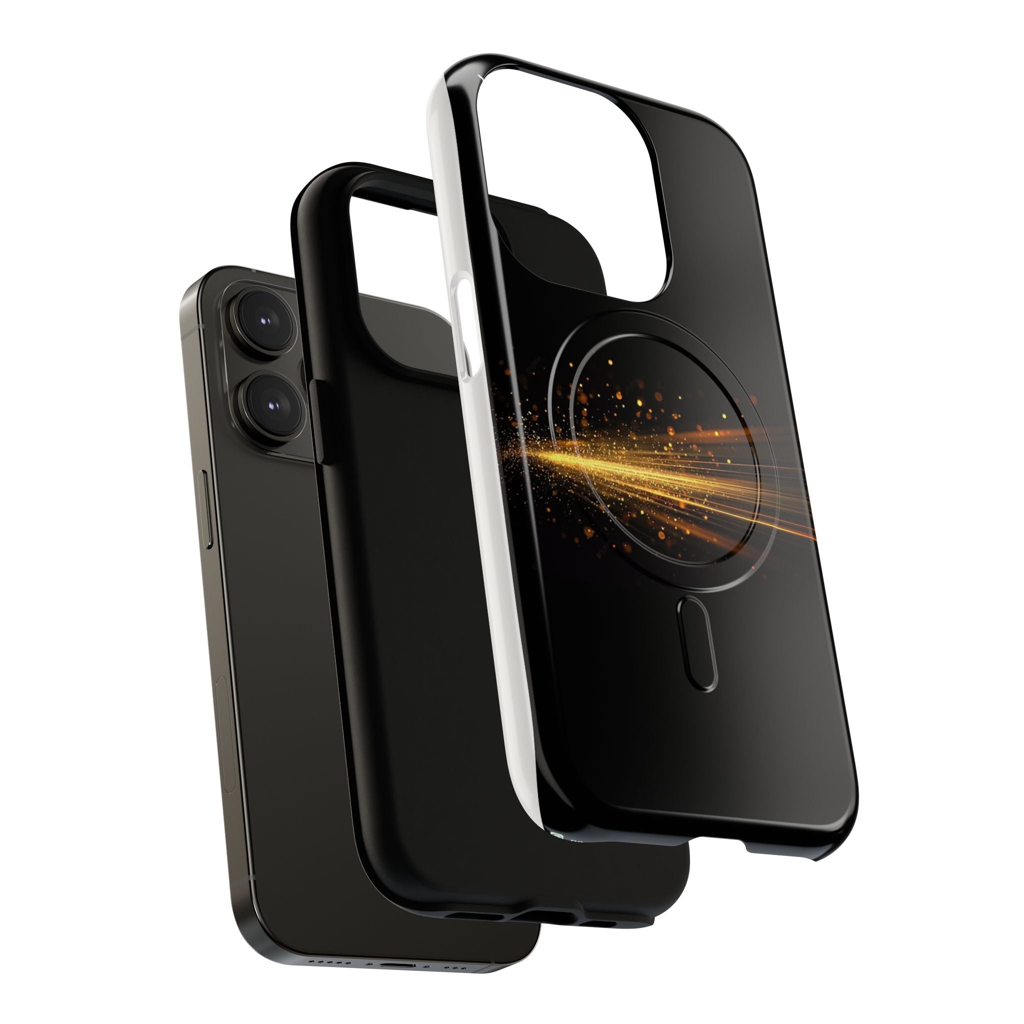 Magnetic Tough Phone Case — Black with Gold Light Trail
