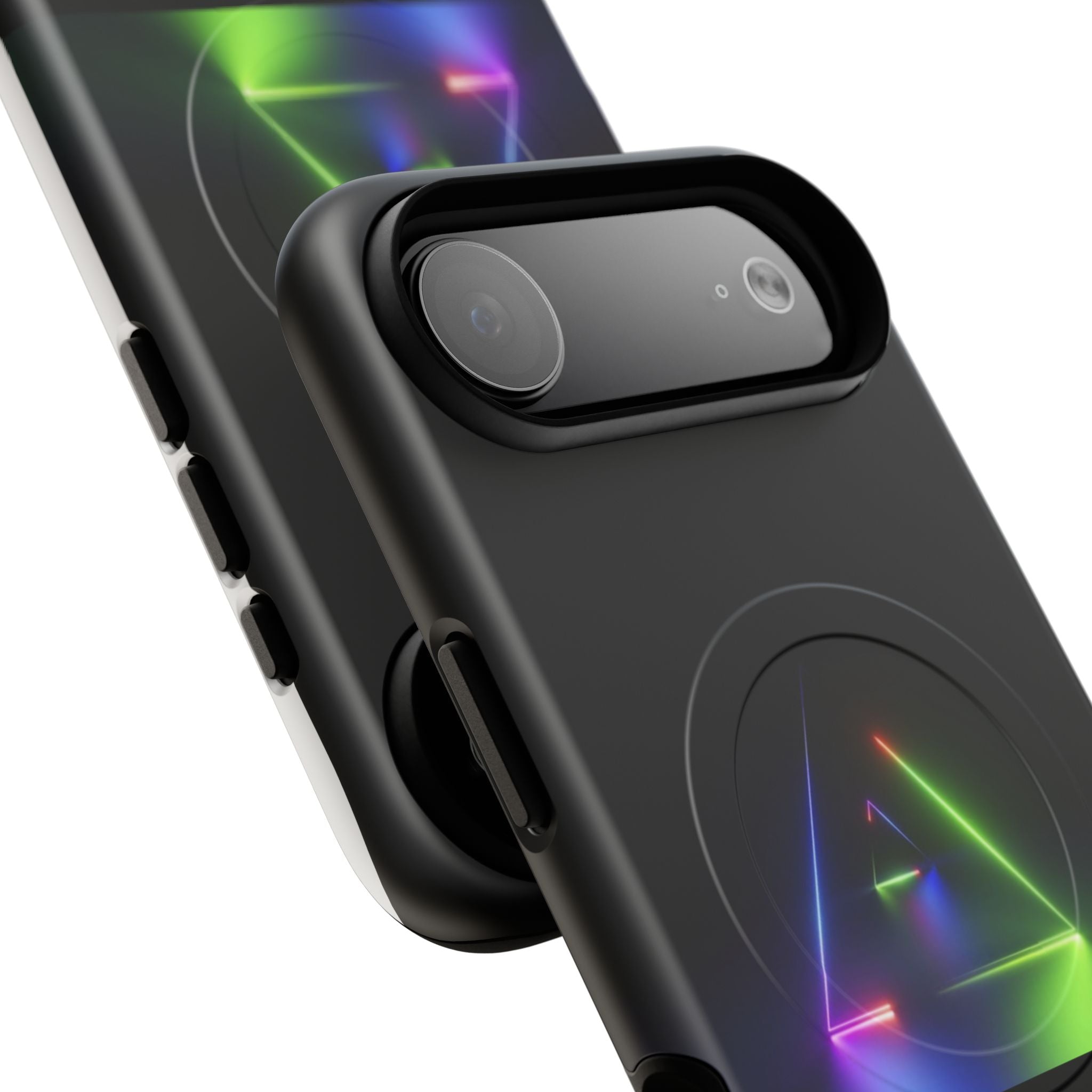 Magnetic Phone Case — Neon Prism Triangle Protective Cover