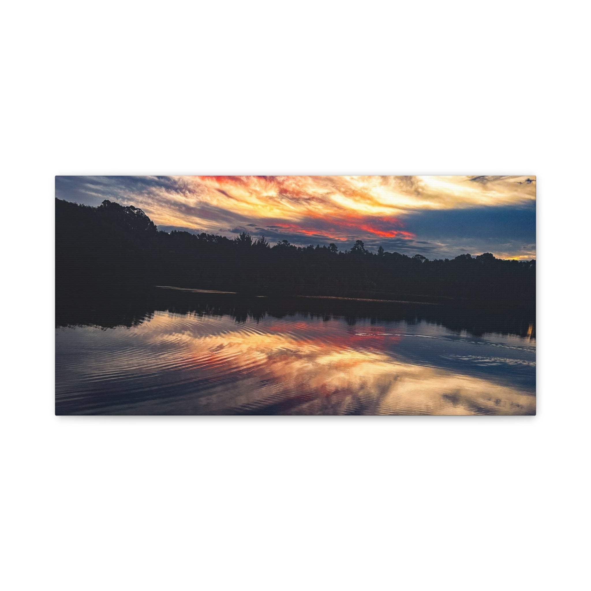 Sunset Lake Reflection Matte Canvas Wall Art — Stretched 1.25"