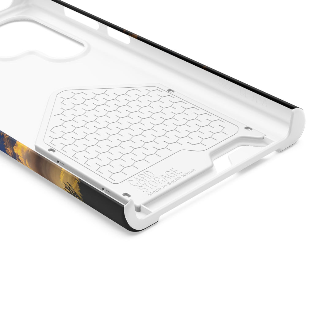 Sunset Sky Phone Case with Card Holder — Scenic Evening Landscape Wallet Case