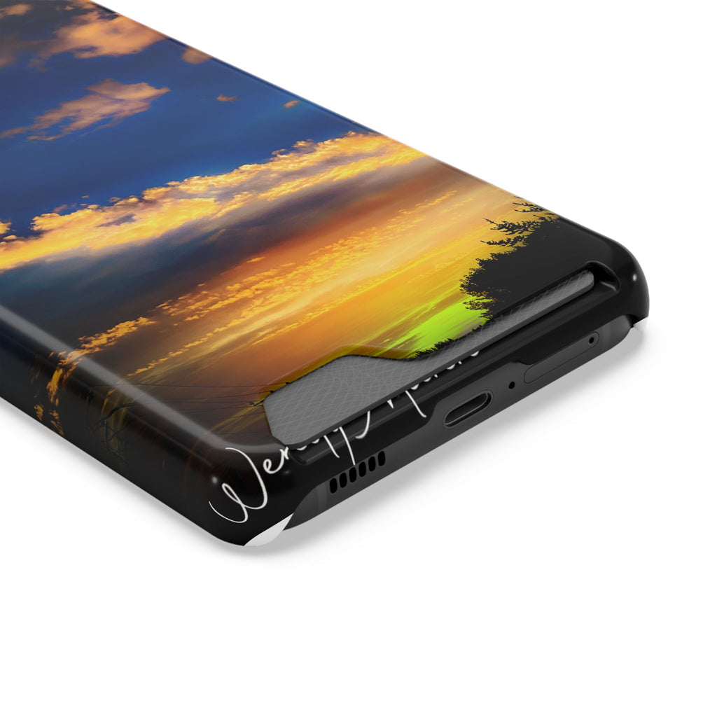 Sunset Sky Phone Case with Card Holder — Scenic Evening Landscape Wallet Case