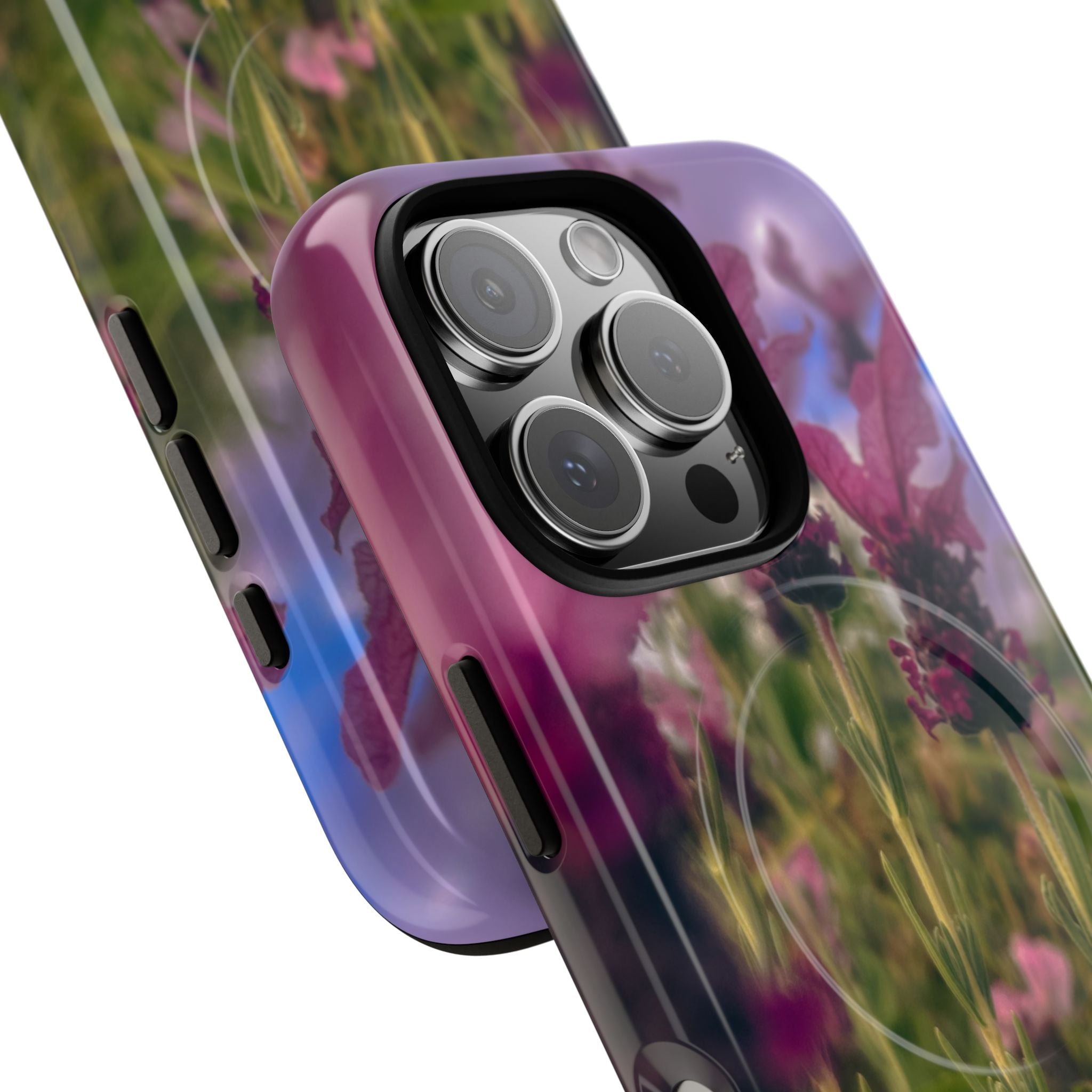 Floral Meadow Tough Magnetic Phone Case — Lavender Wildflower Protective Cover