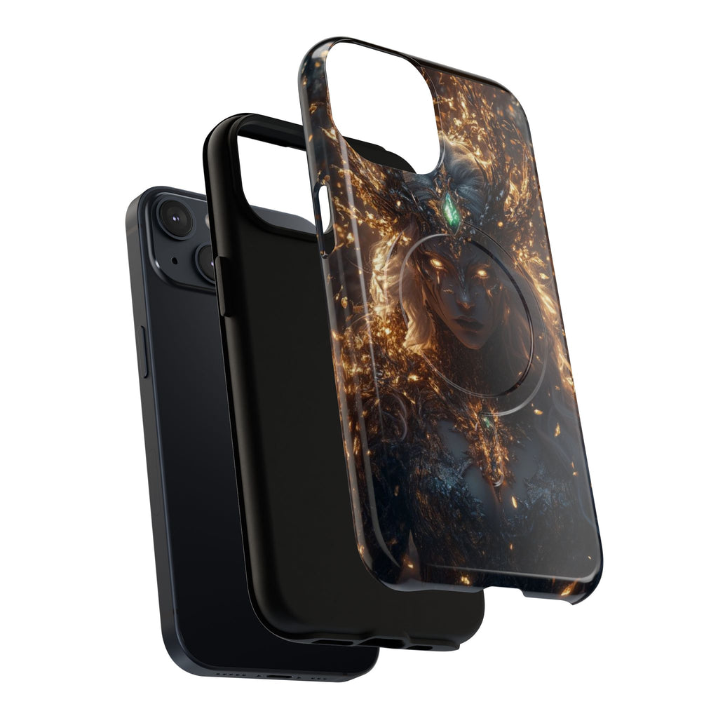 Mystic Goddess Tough Magnetic Phone Case — Fantasy Armor & Glowing Eyes
