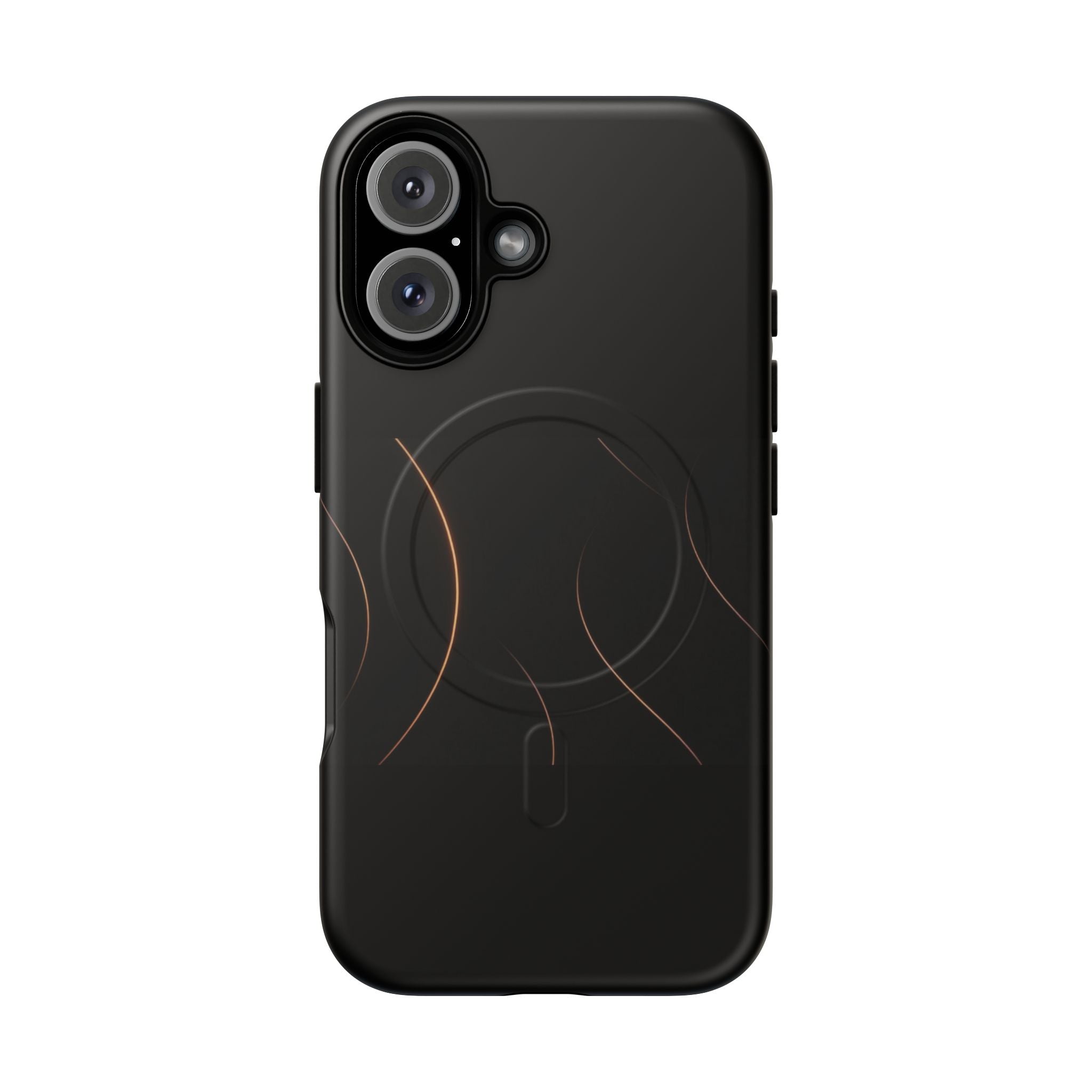 Magnetic Tough Phone Case — Black Minimalist Rings, Shockproof Magnetic Grip