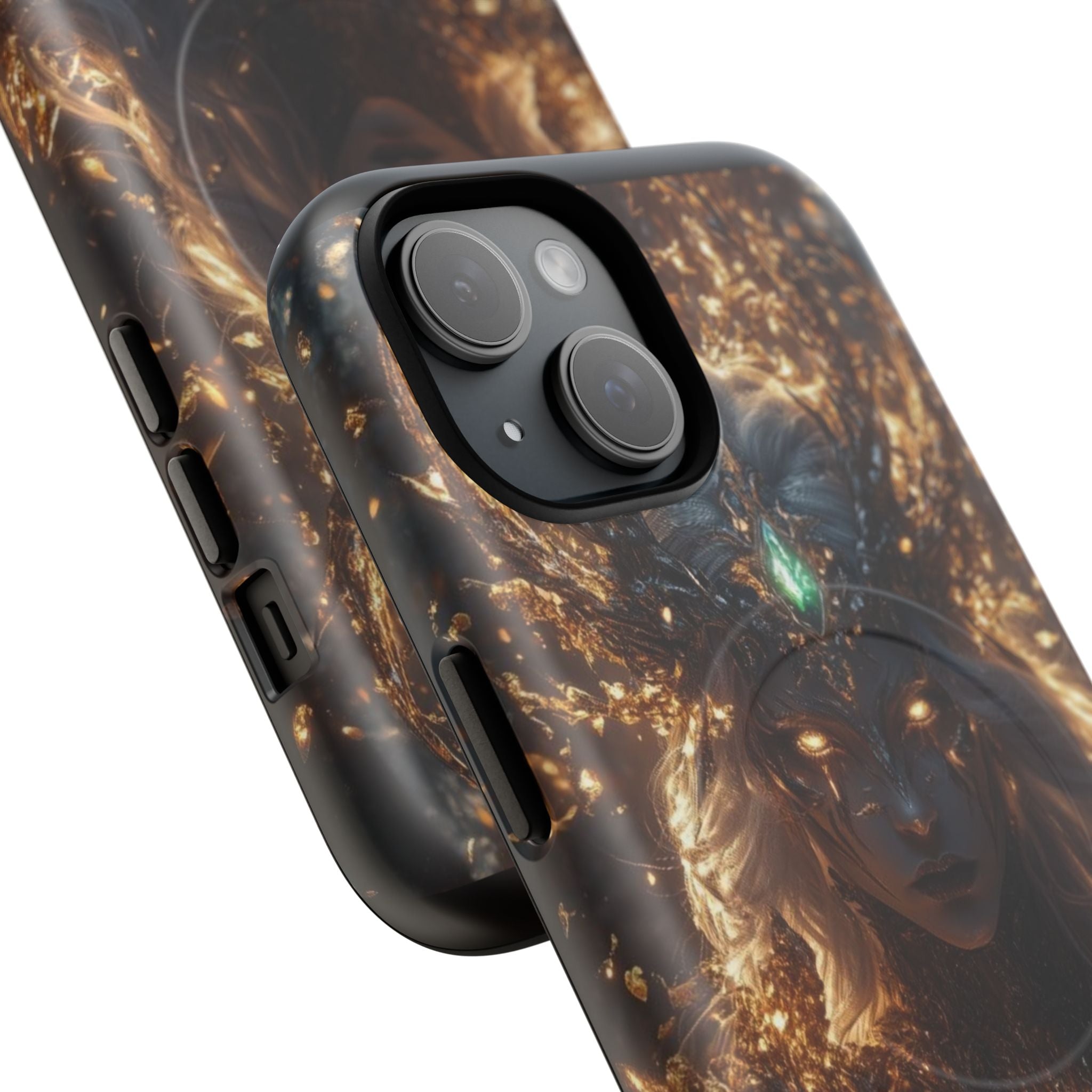 Mystic Goddess Tough Magnetic Phone Case — Fantasy Armor & Glowing Eyes
