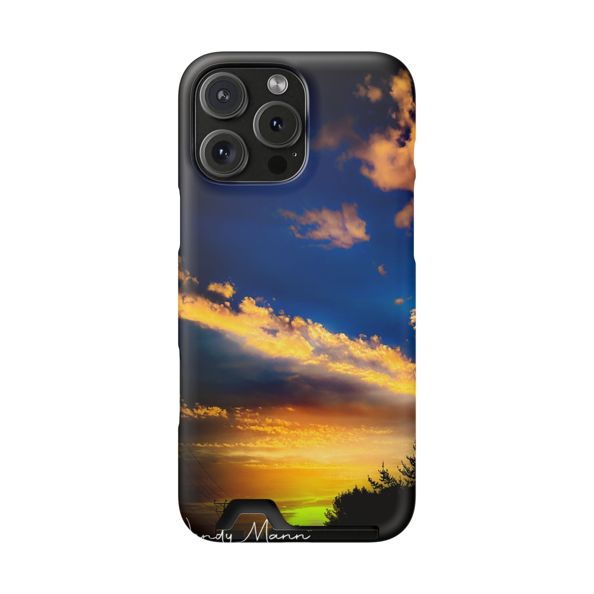 Sunset Sky Phone Case with Card Holder — Scenic Evening Landscape Wallet Case