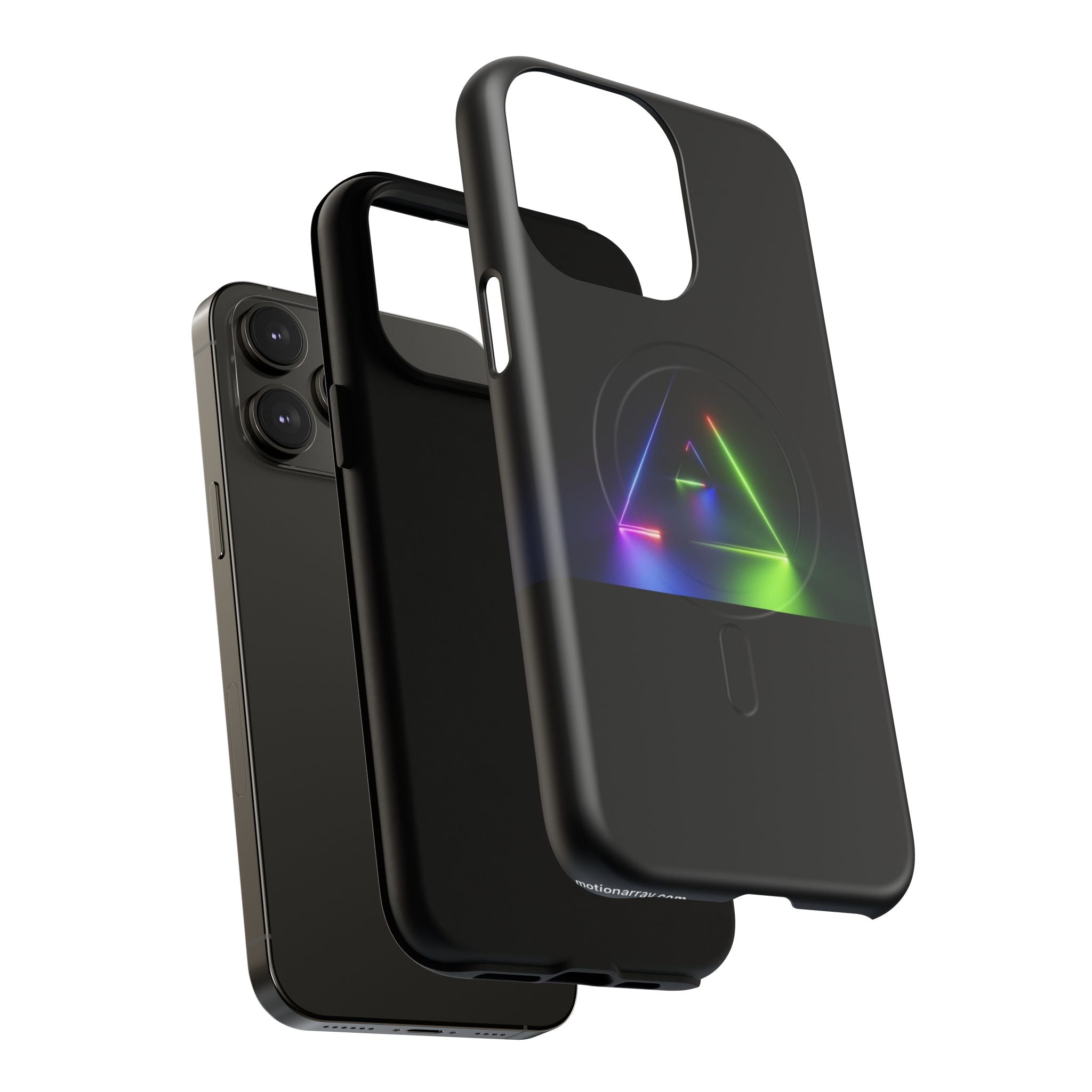 Magnetic Phone Case — Neon Prism Triangle Protective Cover