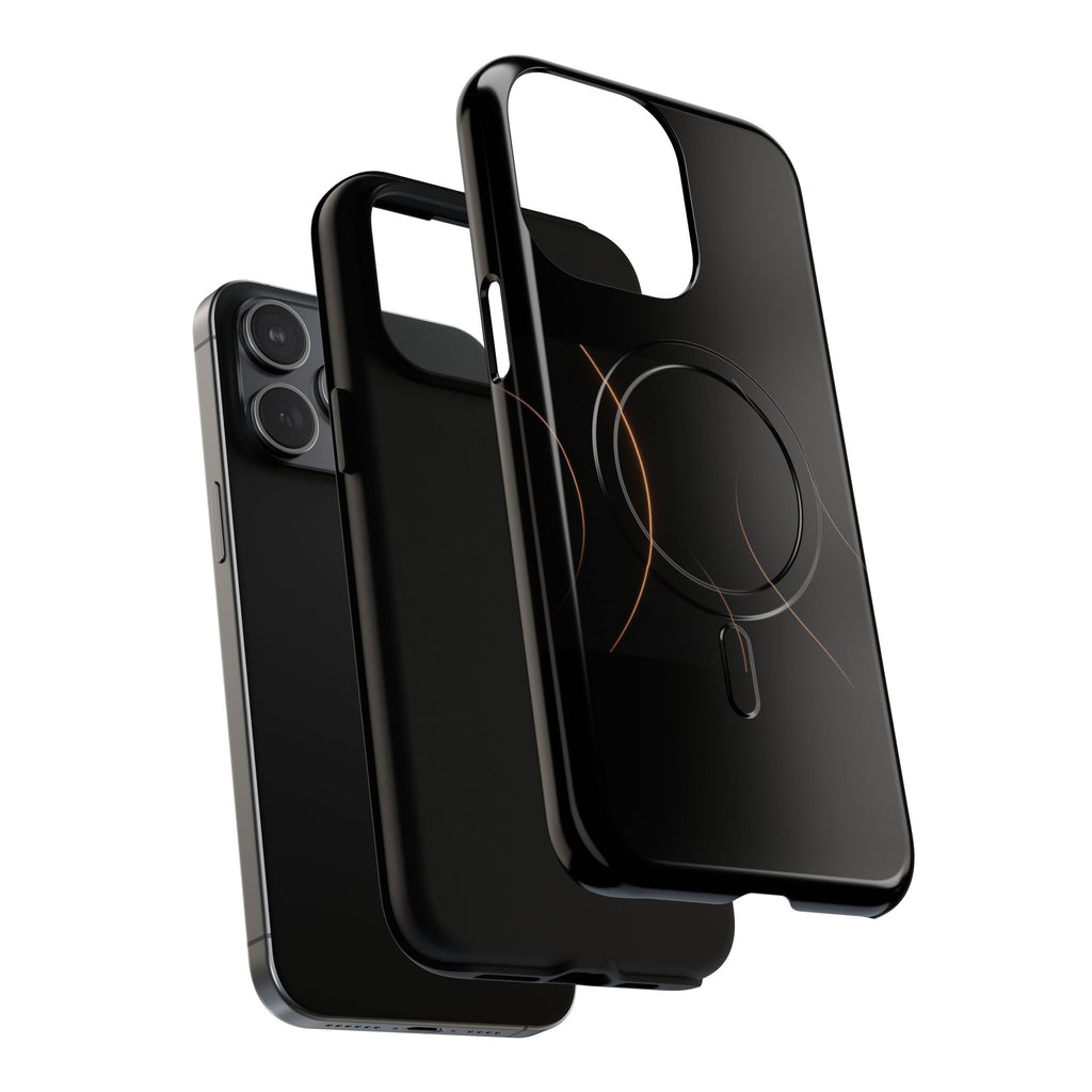 Magnetic Tough Phone Case — Black Minimalist Rings, Shockproof Magnetic Grip