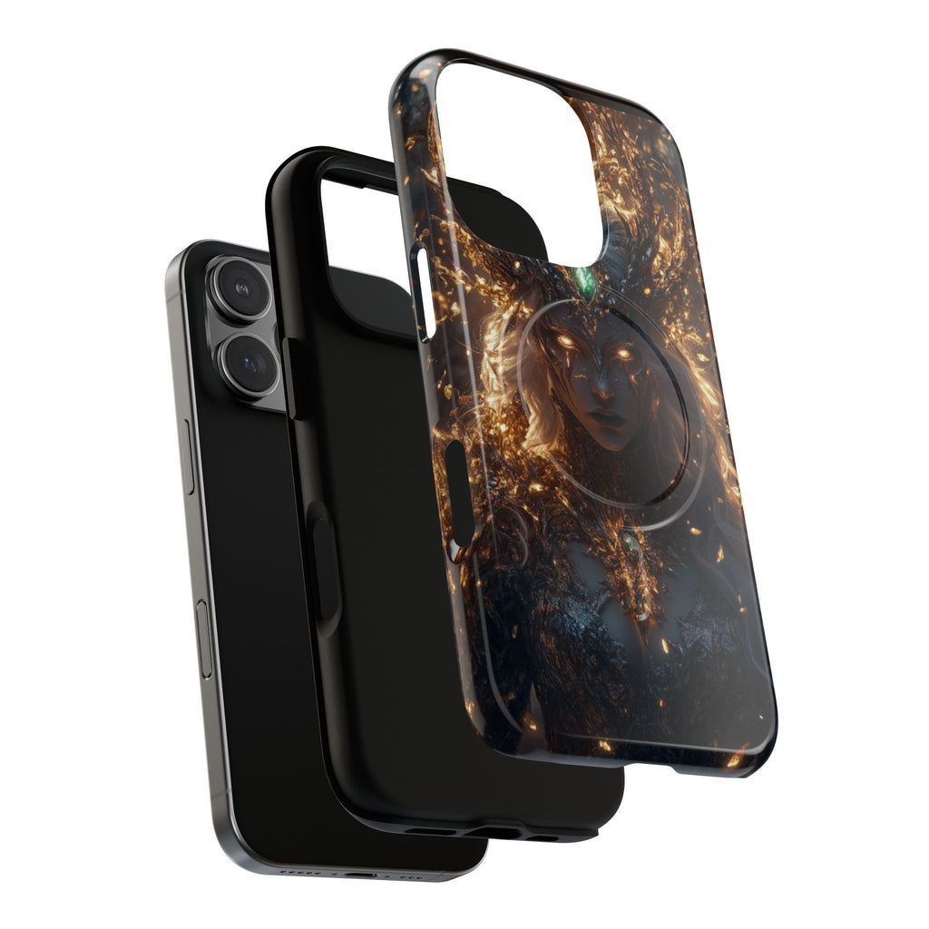 Mystic Goddess Tough Magnetic Phone Case — Fantasy Armor & Glowing Eyes