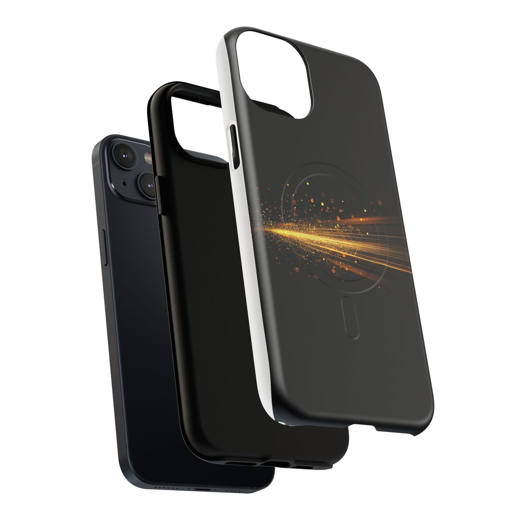 Magnetic Tough Phone Case — Black with Gold Light Trail