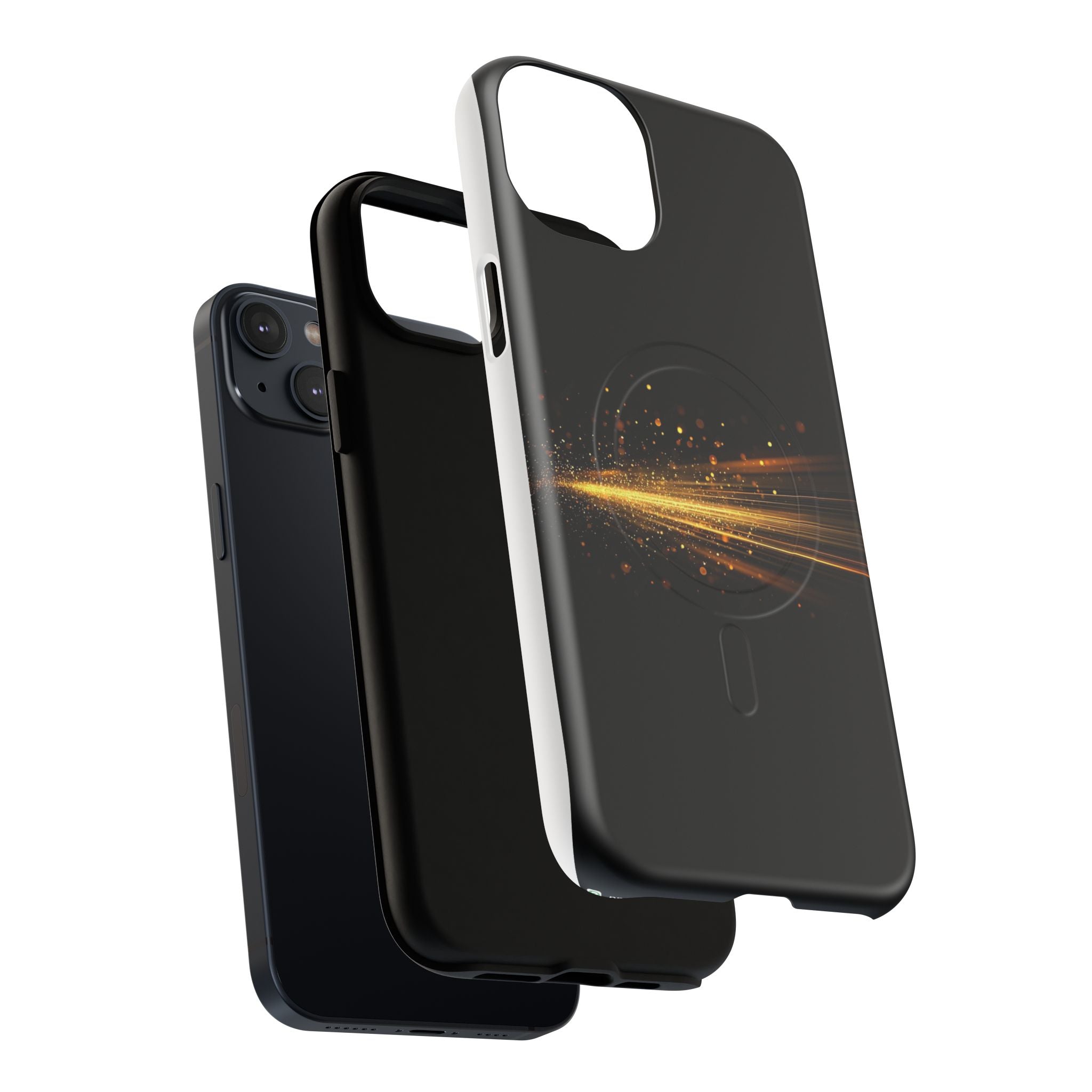 Magnetic Tough Phone Case — Black with Gold Light Trail