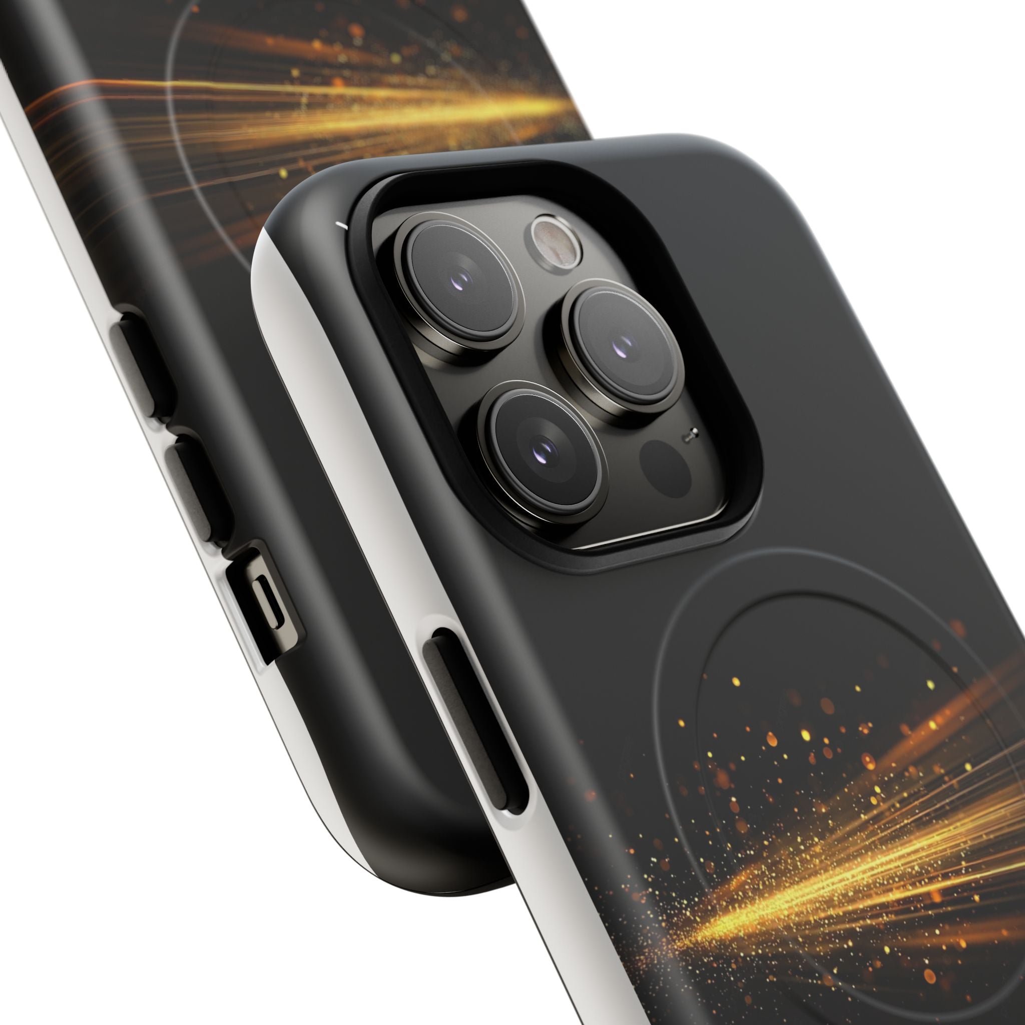 Magnetic Tough Phone Case — Black with Gold Light Trail