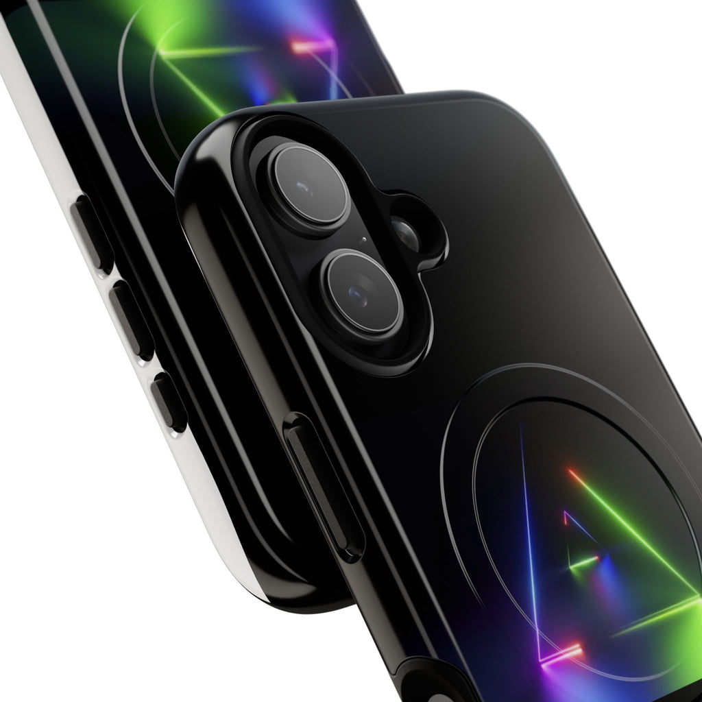 Magnetic Phone Case — Neon Prism Triangle Protective Cover