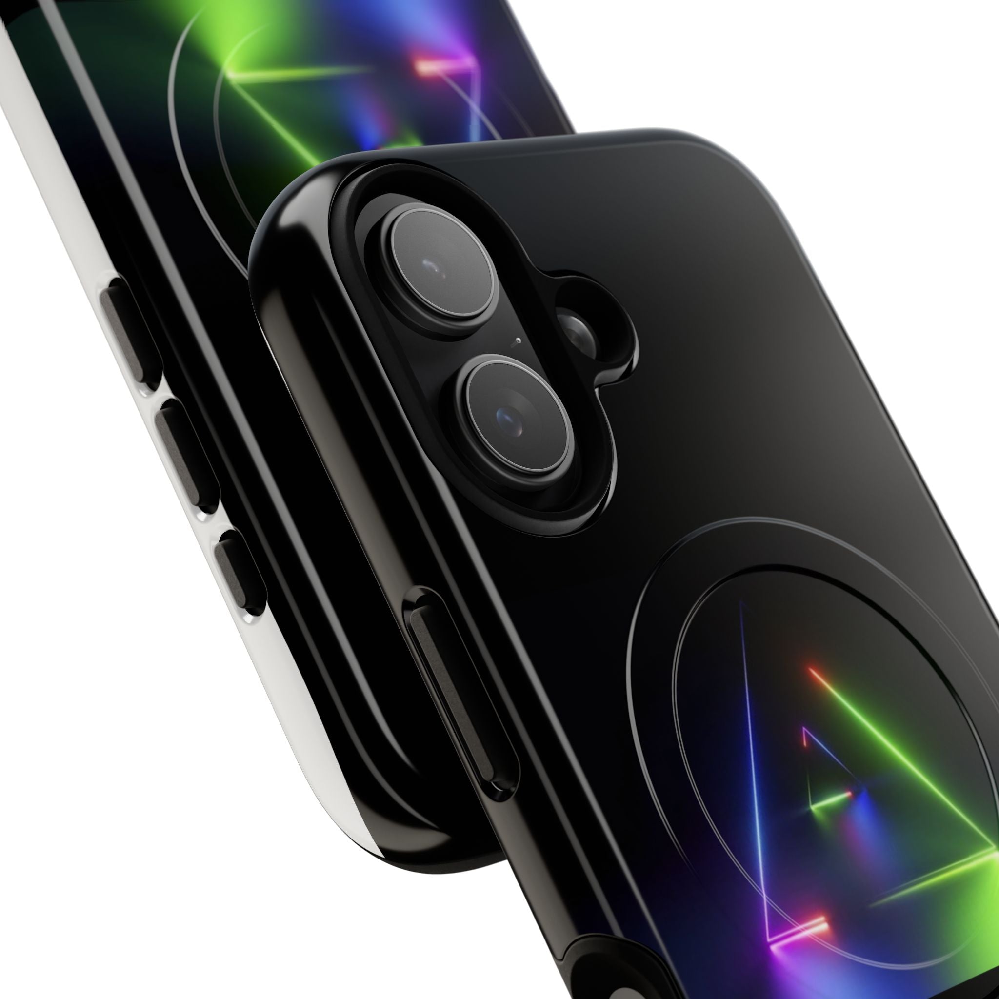 Magnetic Phone Case — Neon Prism Triangle Protective Cover