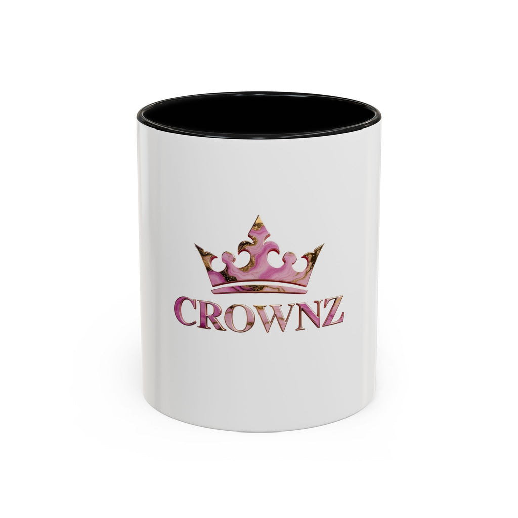 Crownz Pink Marble Accent Coffee Mug – 11/15oz Decorative Crown Tea Cup