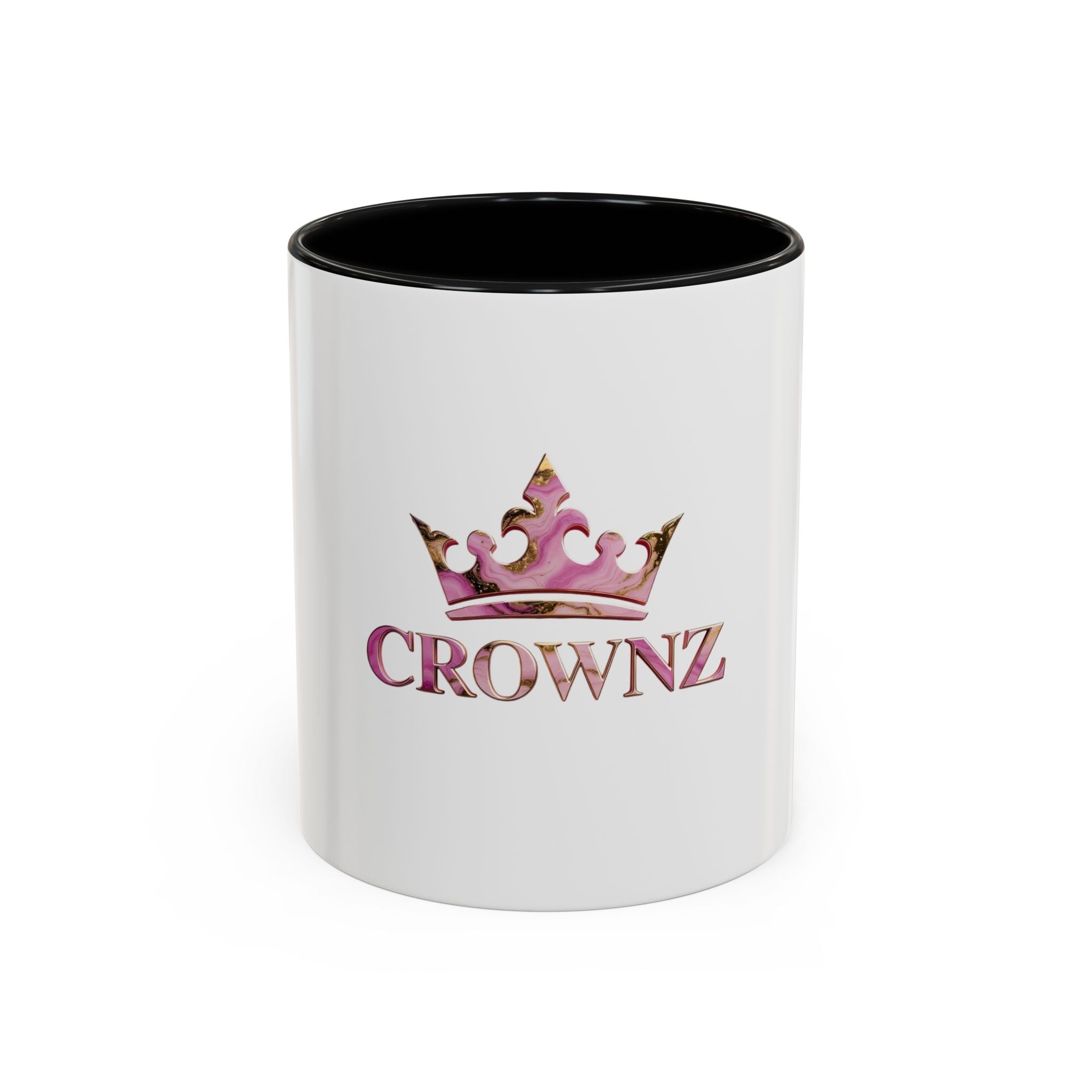 Crownz Pink Marble Accent Coffee Mug – 11/15oz Decorative Crown Tea Cup