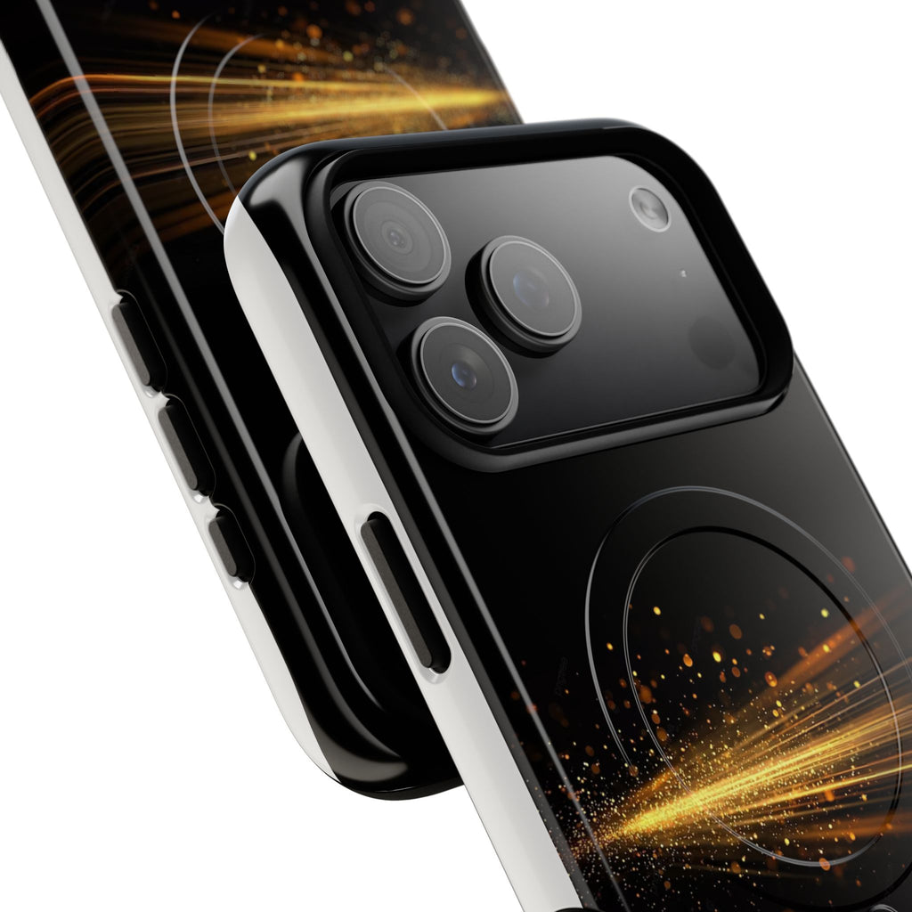 Magnetic Tough Phone Case — Black with Gold Light Trail