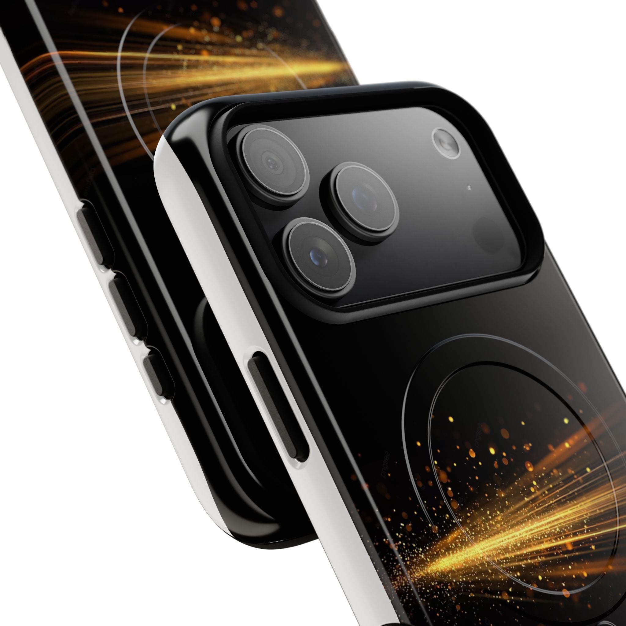 Magnetic Tough Phone Case — Black with Gold Light Trail