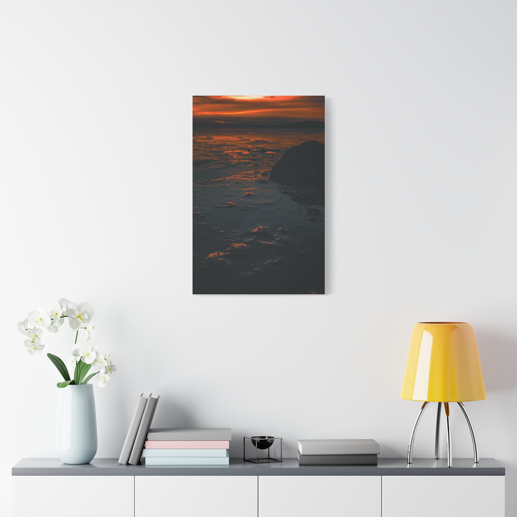 Sunset Shore Canvas Wall Art — Moody Coastal Landscape Print