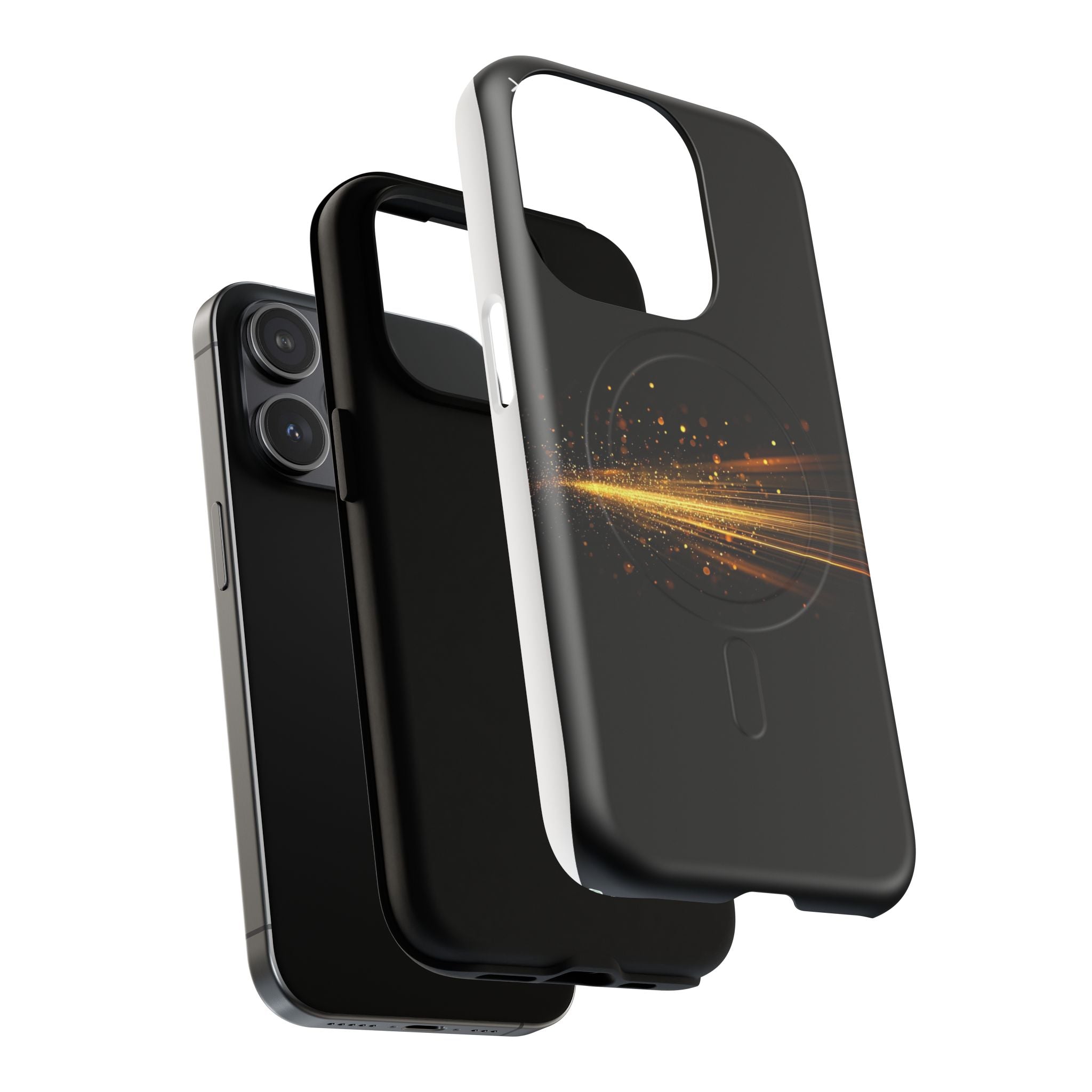 Magnetic Tough Phone Case — Black with Gold Light Trail