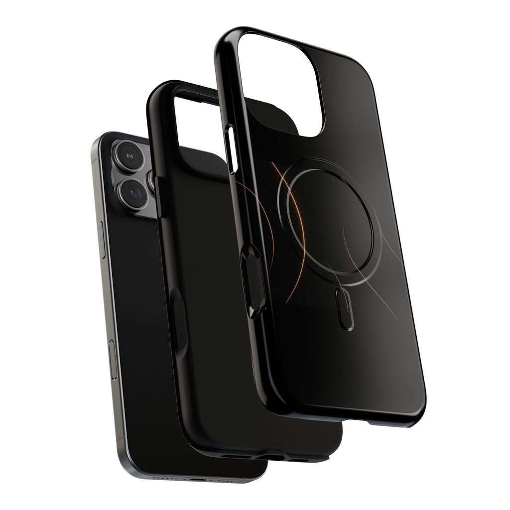 Magnetic Tough Phone Case — Black Minimalist Rings, Shockproof Magnetic Grip