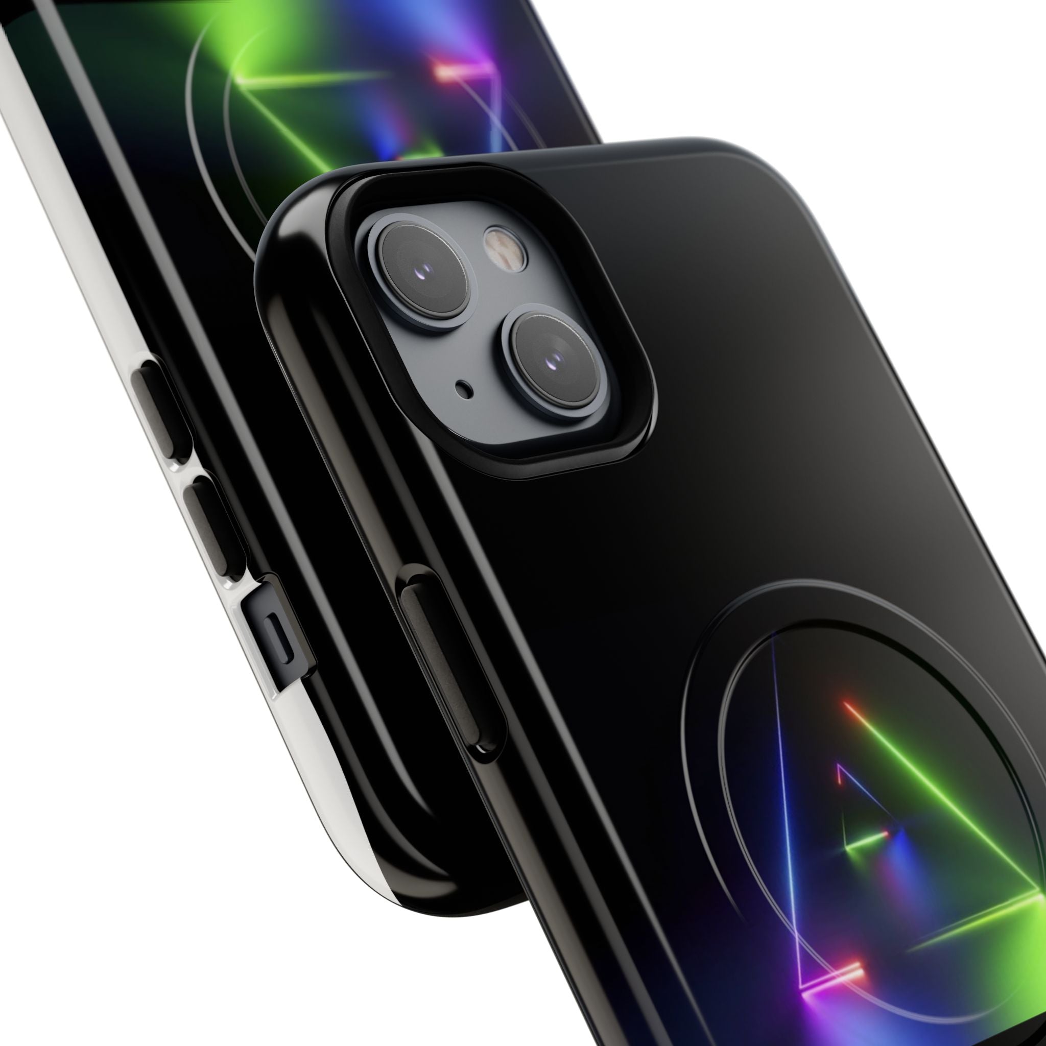 Magnetic Phone Case — Neon Prism Triangle Protective Cover