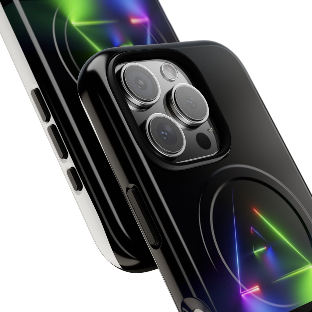 Magnetic Phone Case — Neon Prism Triangle Protective Cover