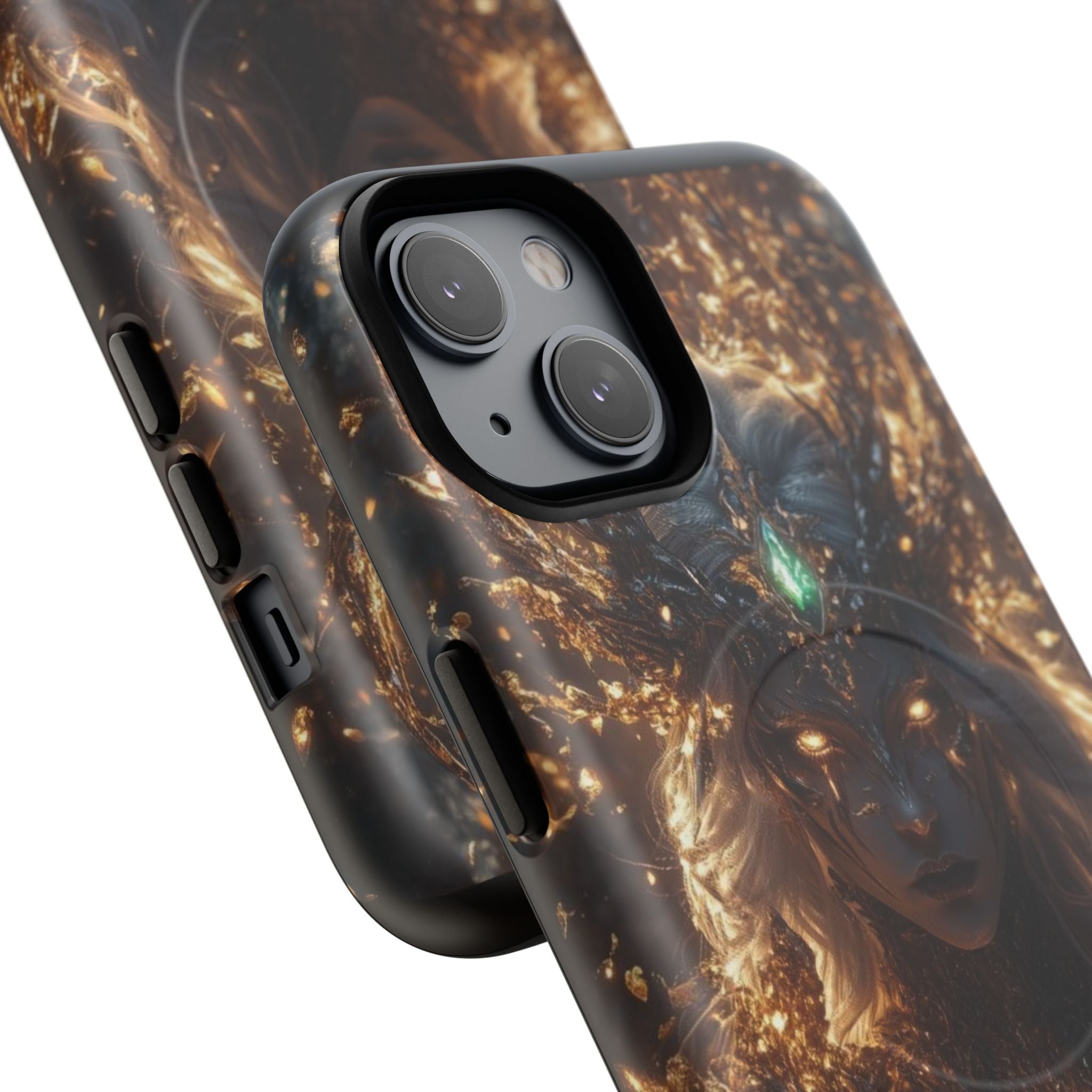 Mystic Goddess Tough Magnetic Phone Case — Fantasy Armor & Glowing Eyes