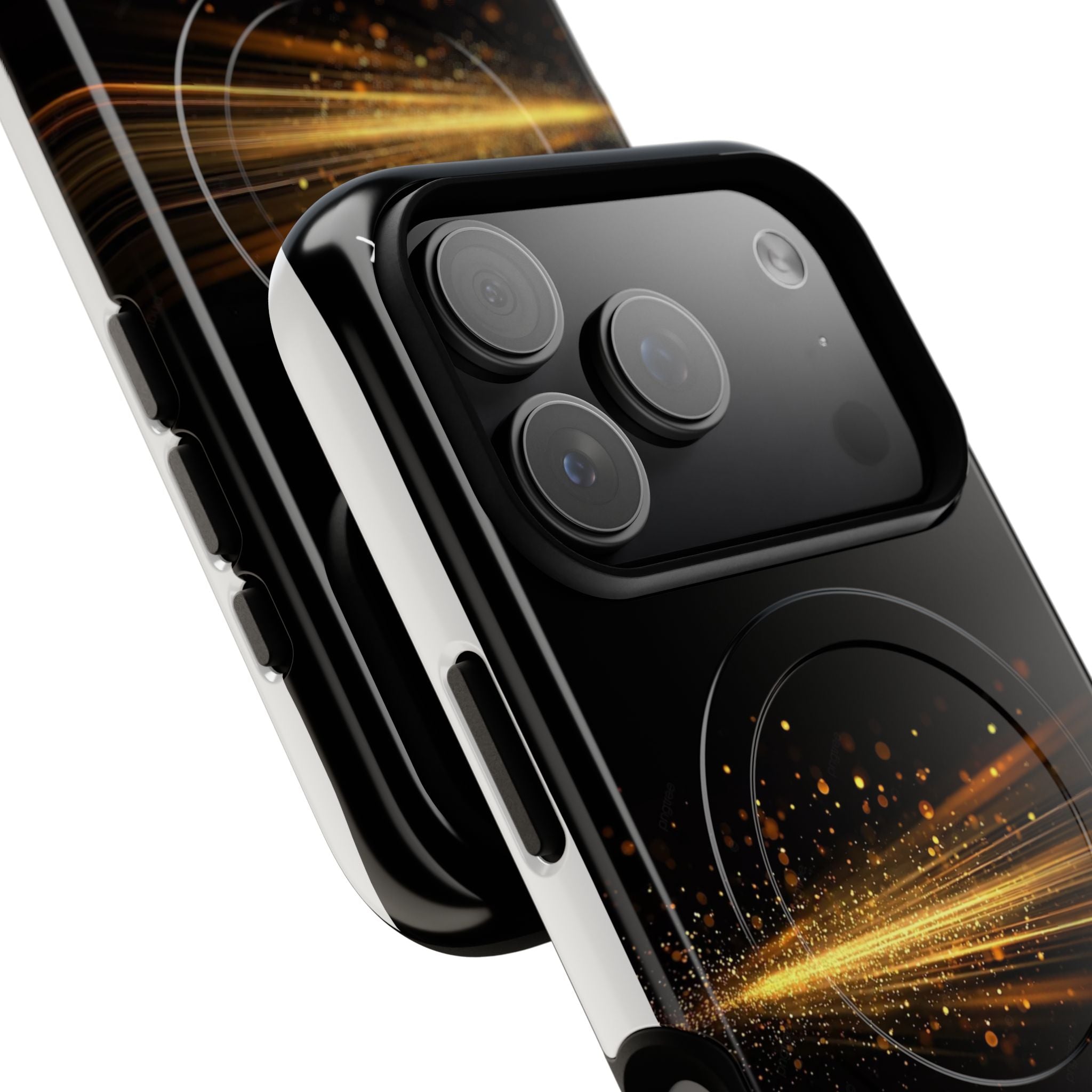 Magnetic Tough Phone Case — Black with Gold Light Trail