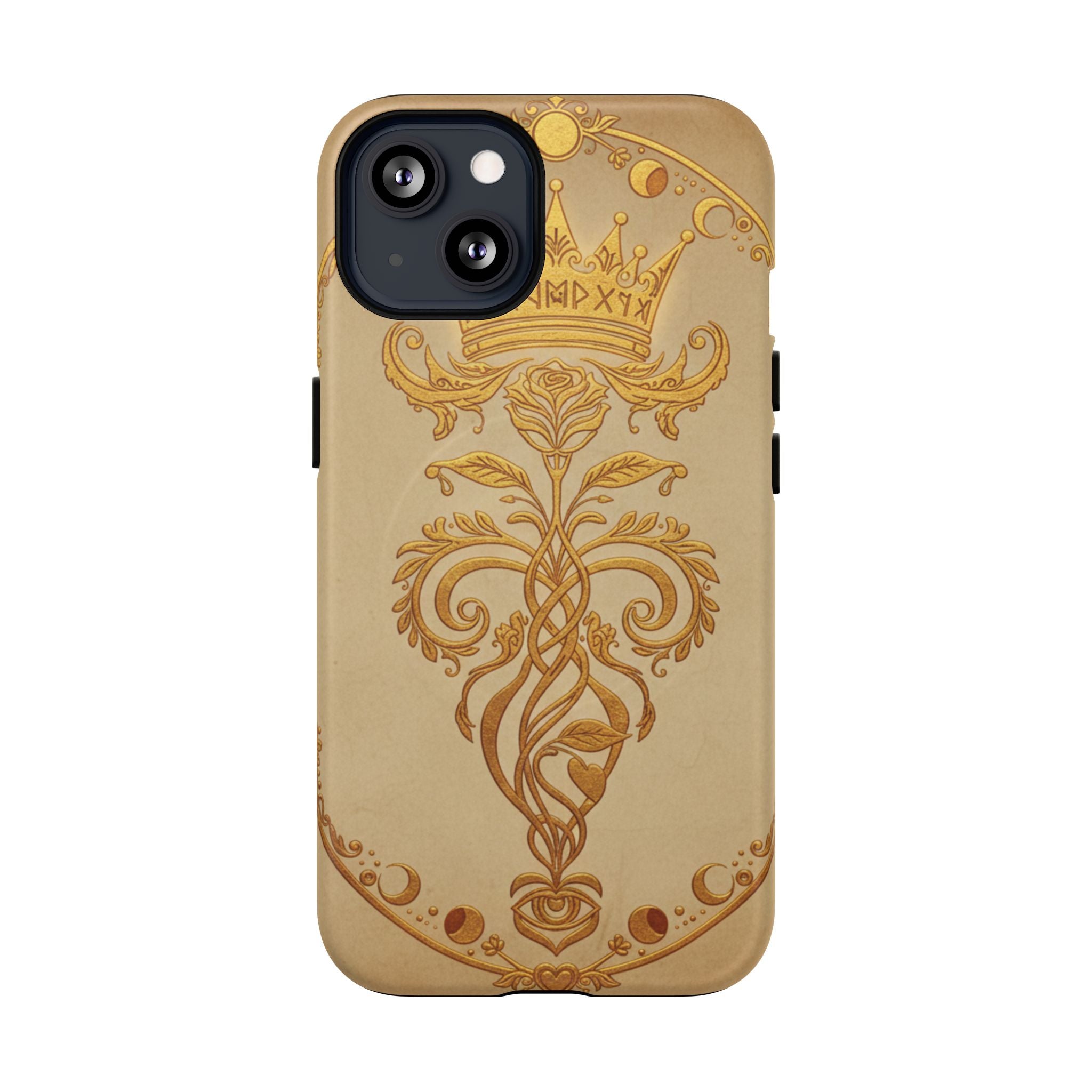 Gold Floral Crest Tough Phone Case — Protective Magnetic iPhone Cover