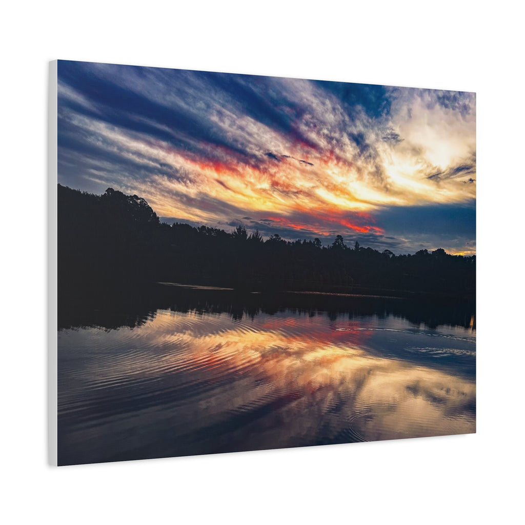 Sunset Lake Reflection Matte Canvas Wall Art — Stretched 1.25"