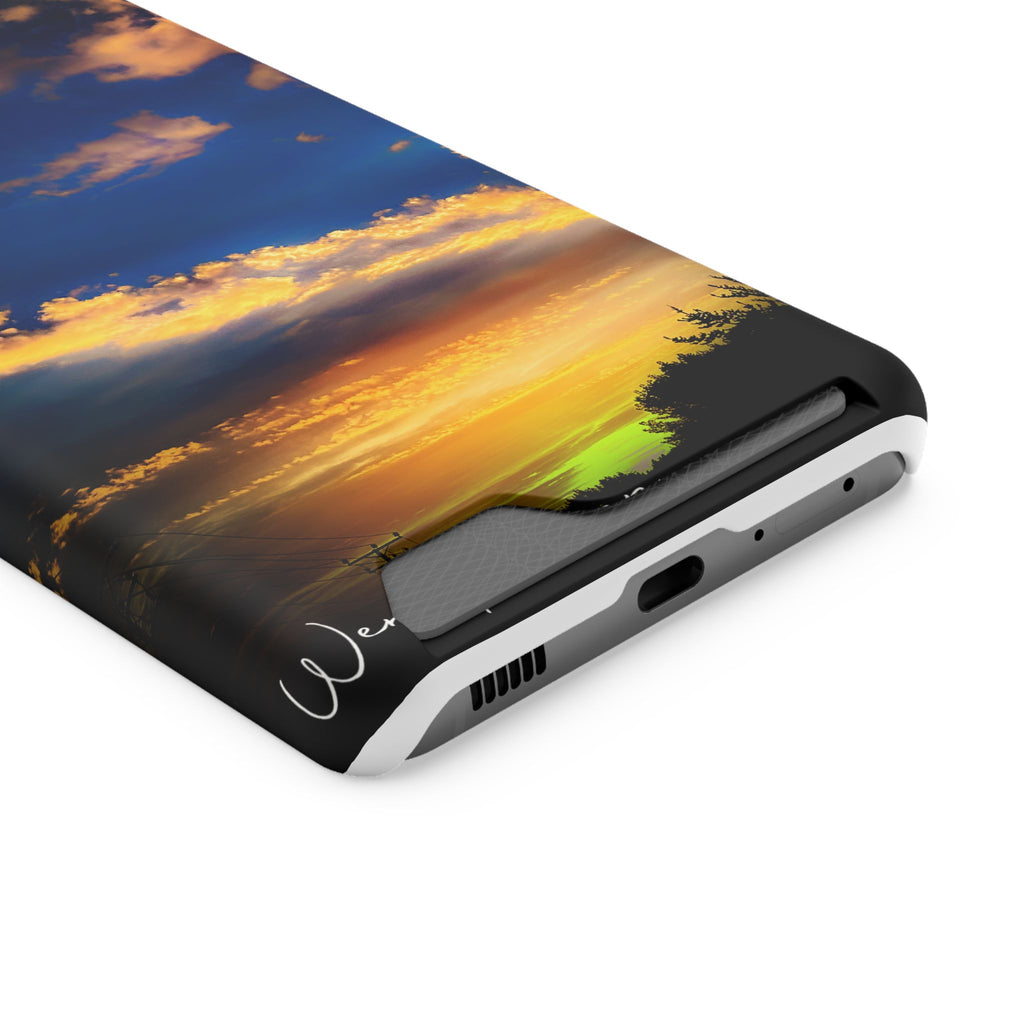 Sunset Sky Phone Case with Card Holder — Scenic Evening Landscape Wallet Case