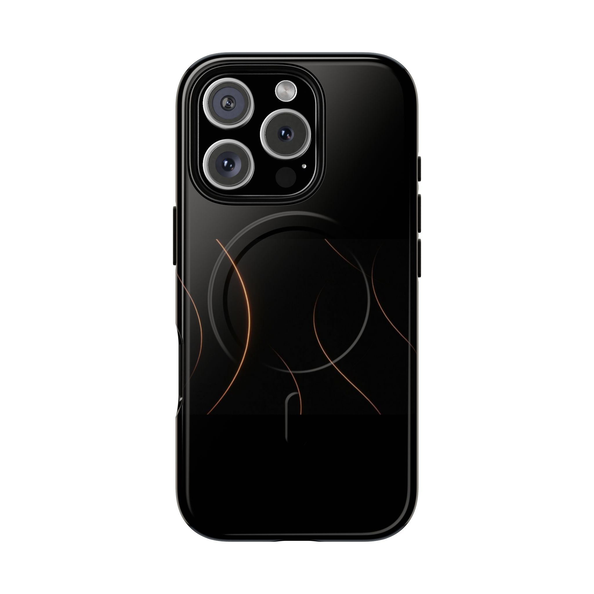 Magnetic Tough Phone Case — Black Minimalist Rings, Shockproof Magnetic Grip