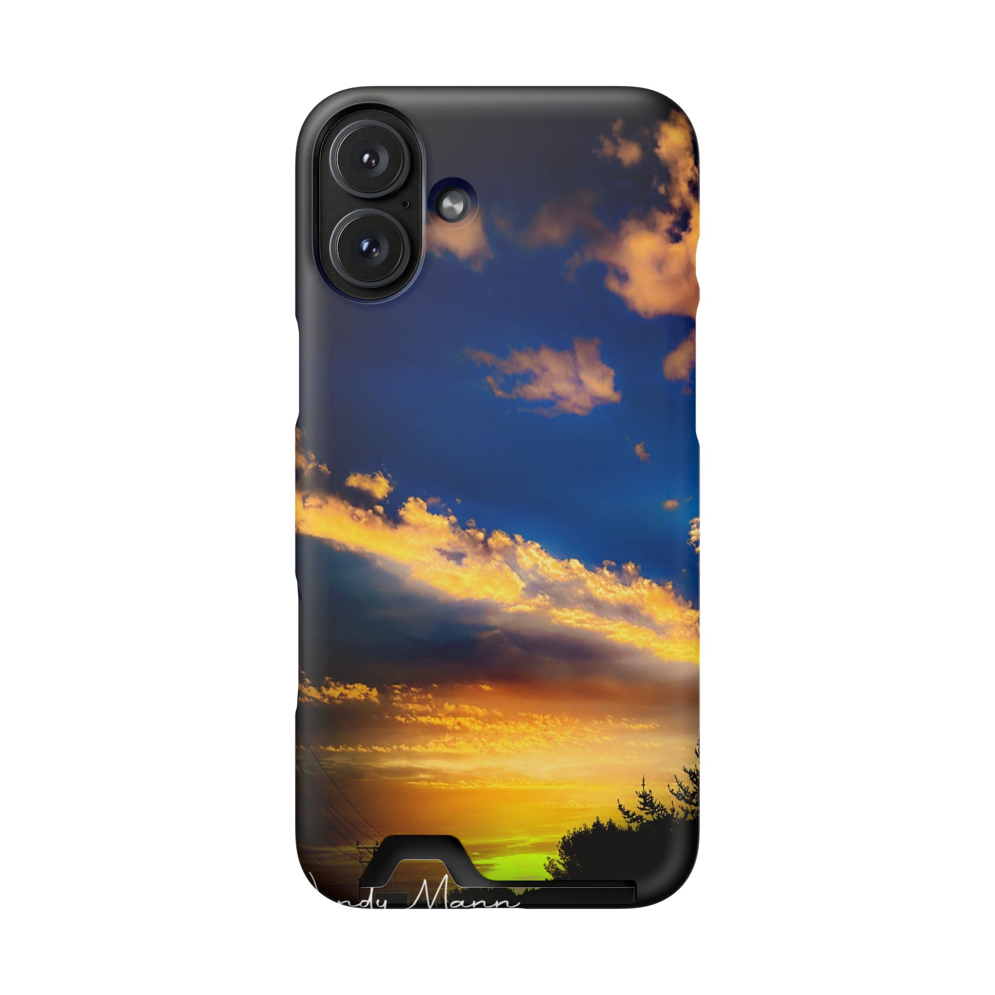 Sunset Sky Phone Case with Card Holder — Scenic Evening Landscape Wallet Case