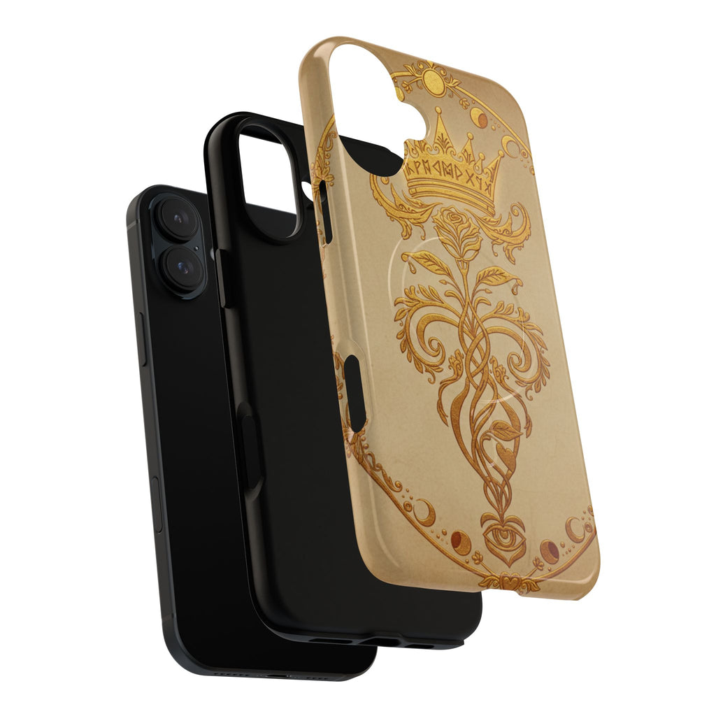 Gold Floral Crest Tough Phone Case — Protective Magnetic iPhone Cover